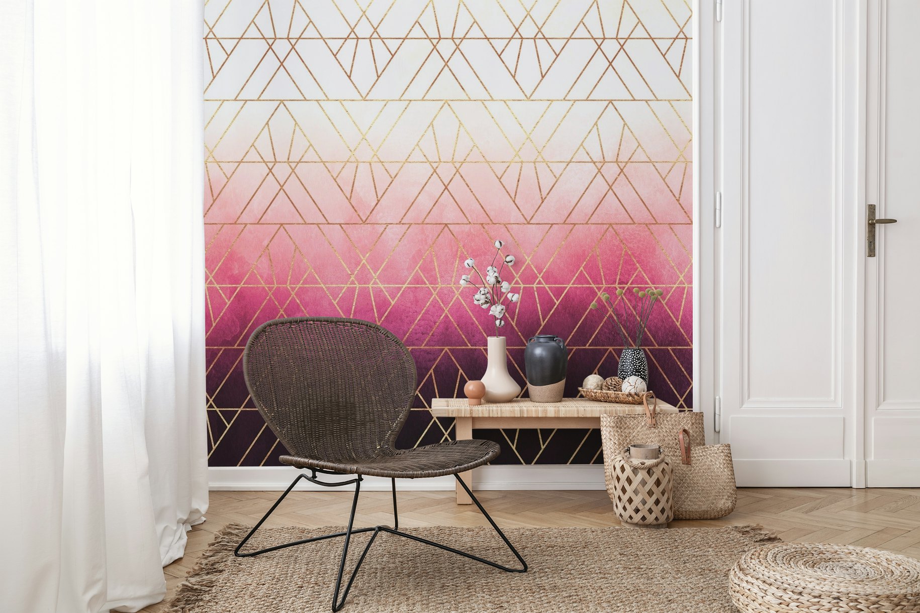 Pink Ombre Triangles wallpaper