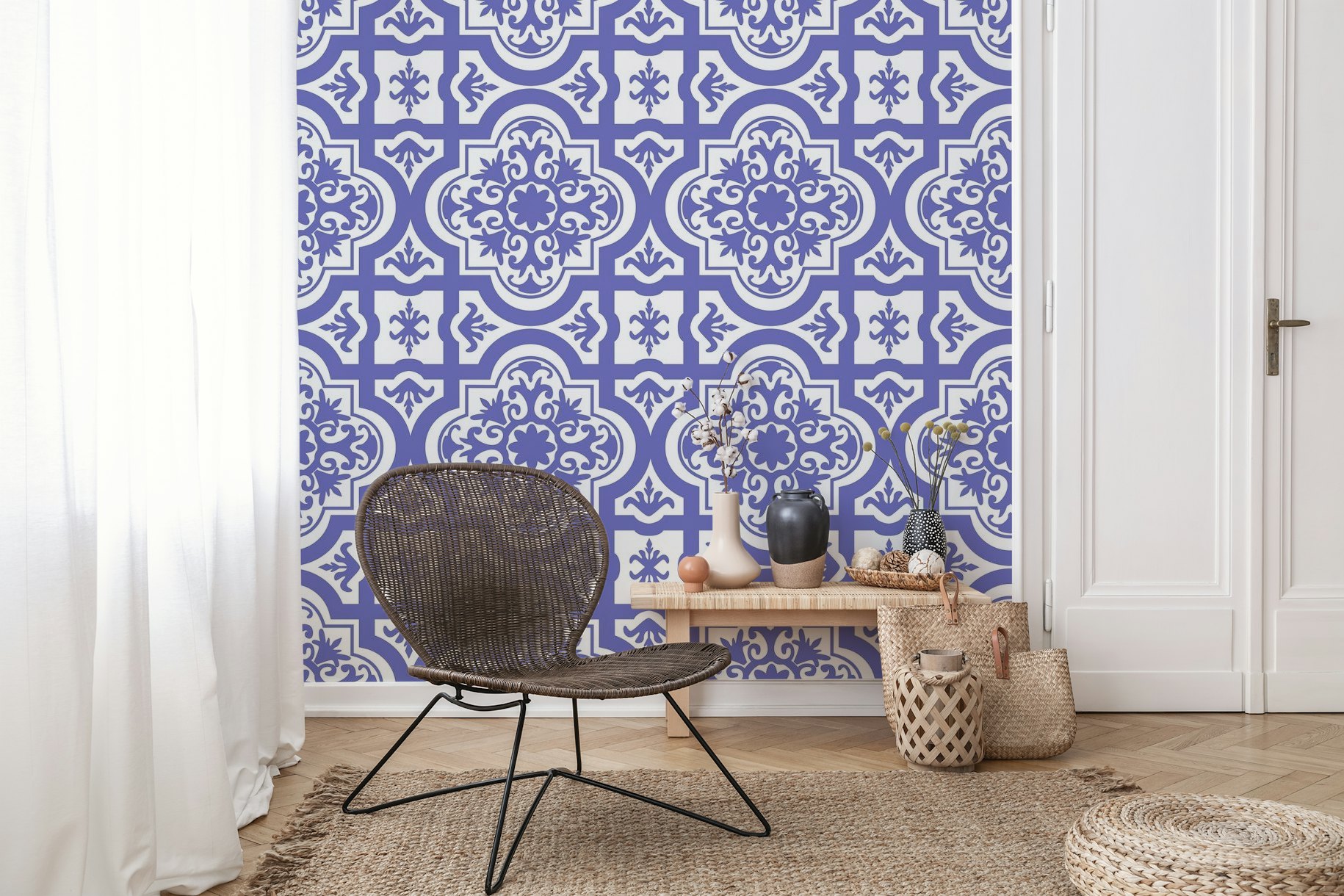 Spanish Tiles Very Peri Orient wallpaper