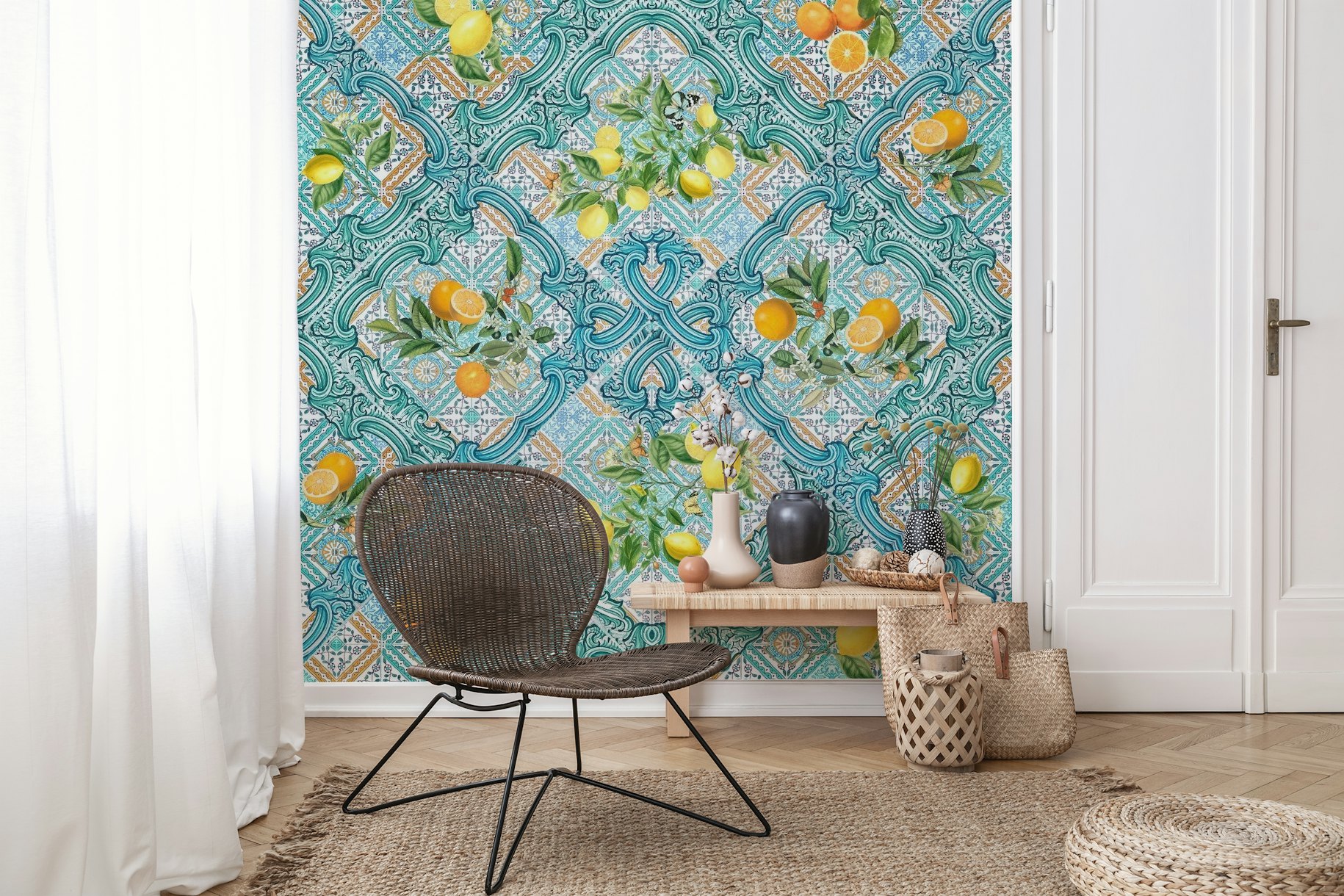 Amalfi lemons and oranges wallpaper