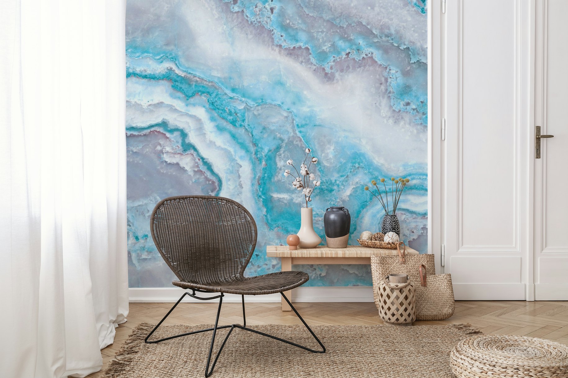 Blue Mermaid Ocean Marble wallpaper