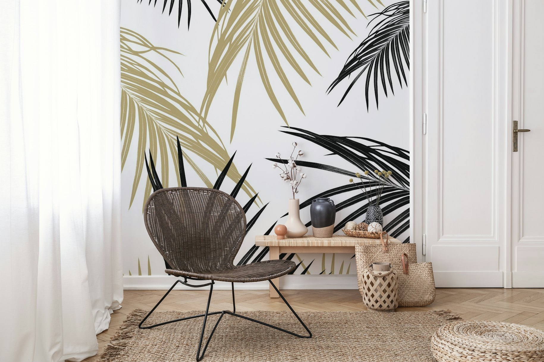 Gold Black Palm Leaves Dream 1 wallpaper