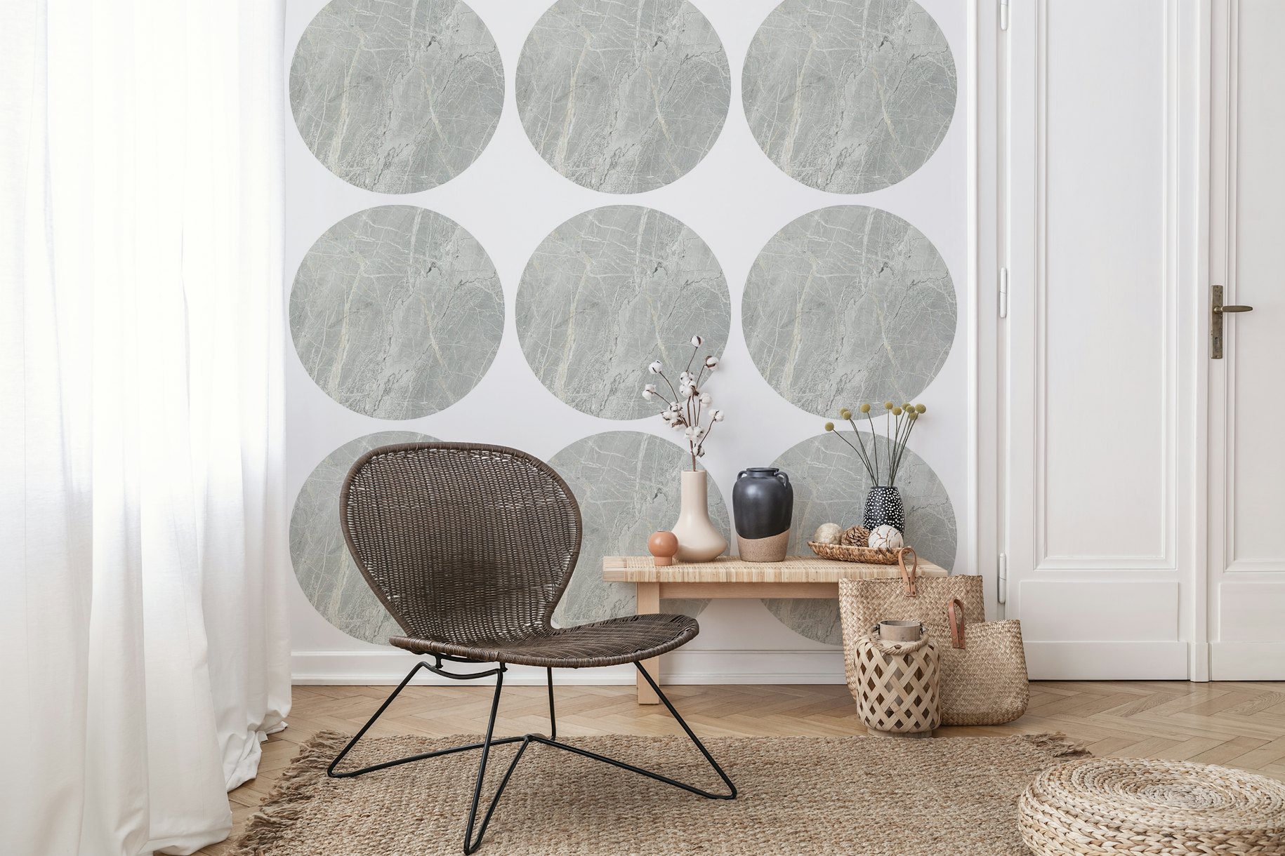 Minimal Marble Dots Gray White wallpaper