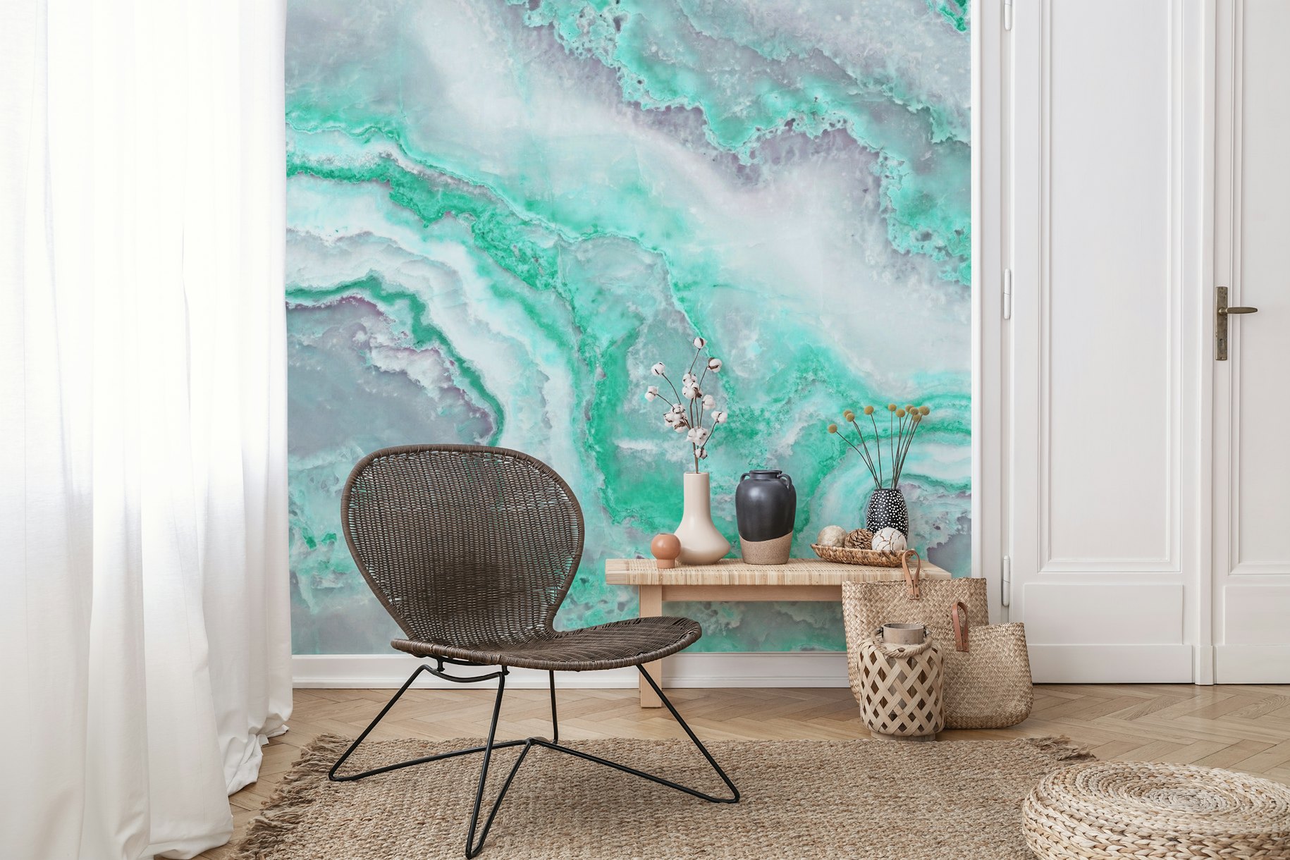 Green Mermaid Ocean Marble wallpaper