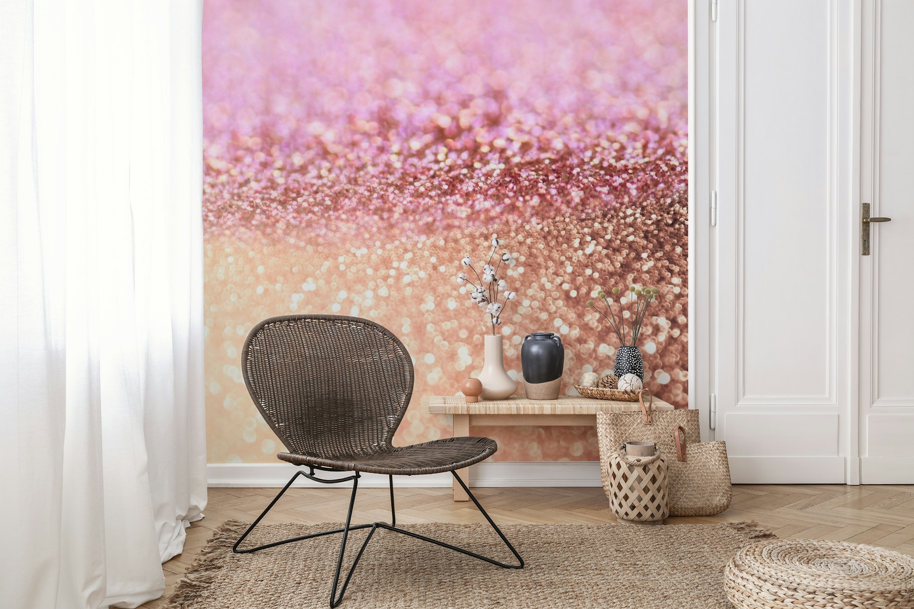 Glamour Girl Peach Glitter wallpaper - Happywall