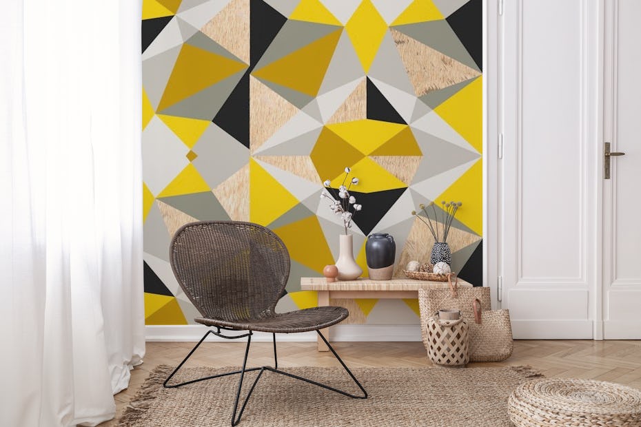 Nordic Color Block Yellow Grey wallpaper - Happywall