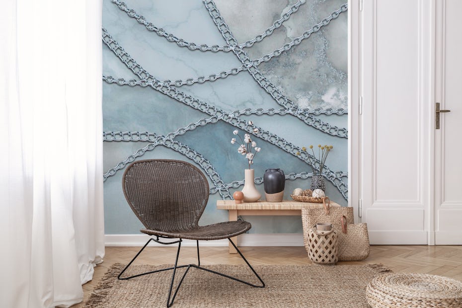 Aqua Blue Marble luxury wallpaper - Happywall