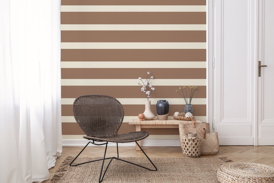 Striped brown light brown wallpaper - Happywall