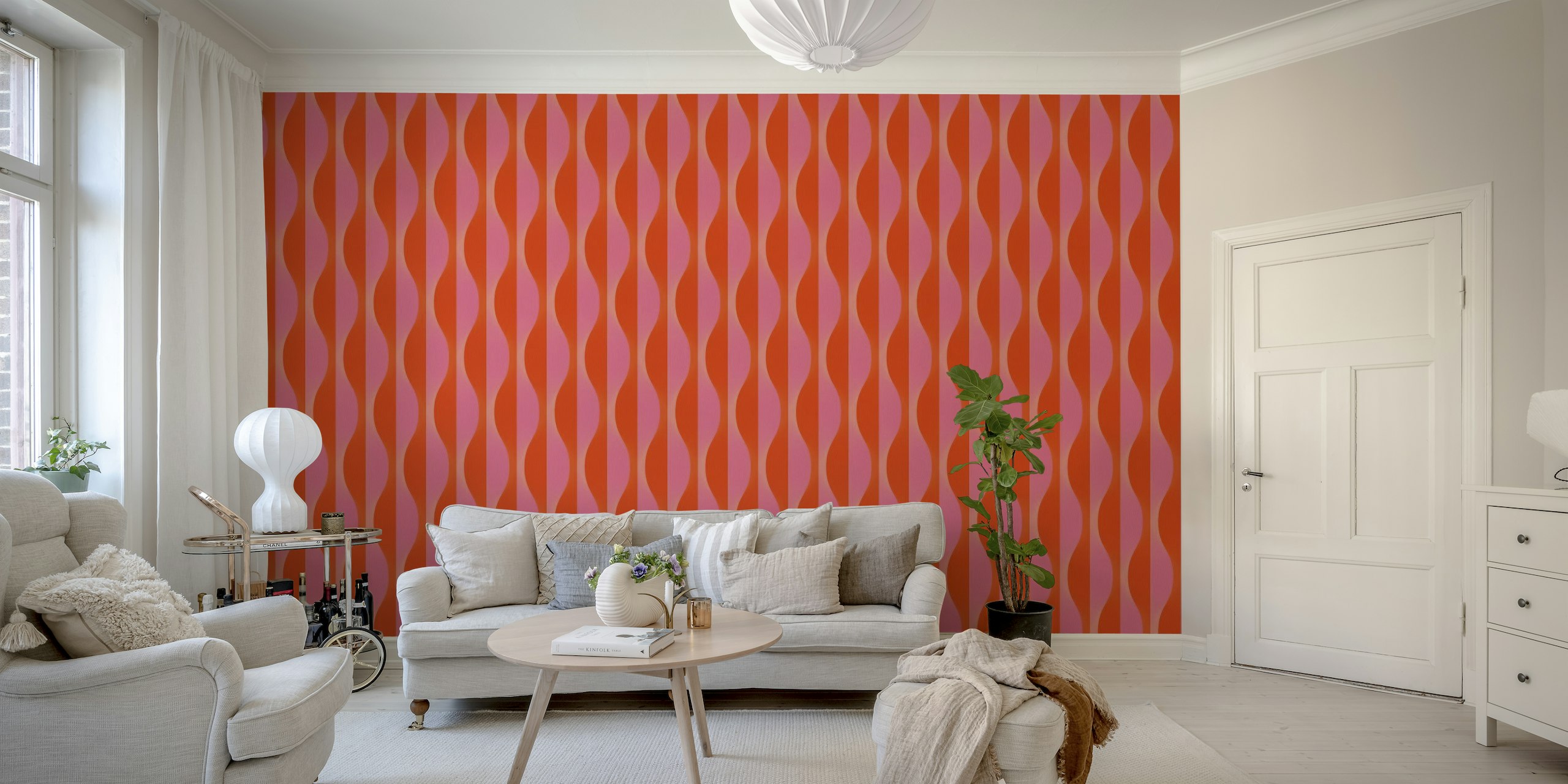 Vintage Abstract Geo Pattern in Pink and Red ταπετσαρία