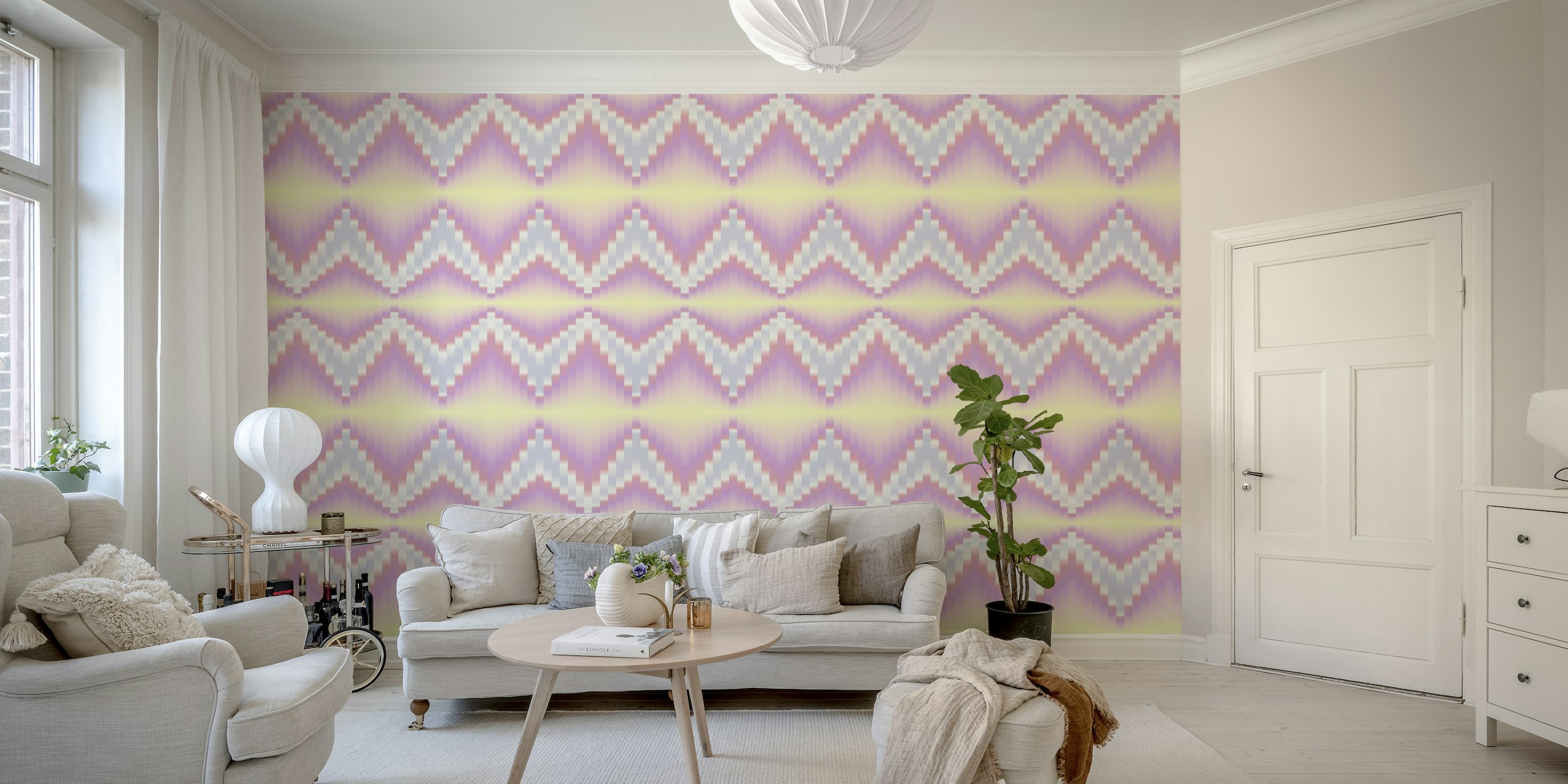 Blurred Zigzag lilac wallpaper
