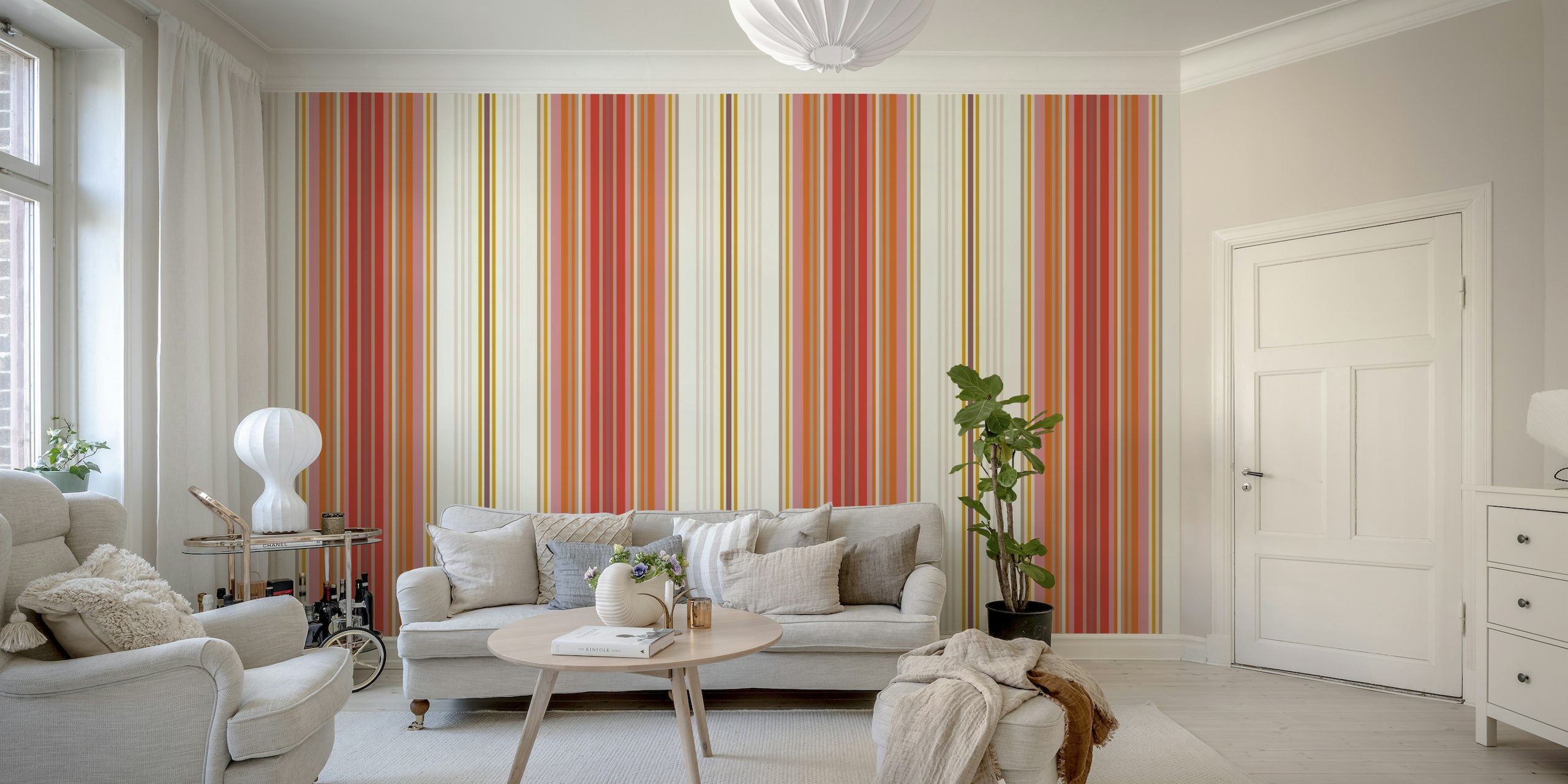 70s striped wallpaper - Red papel de parede