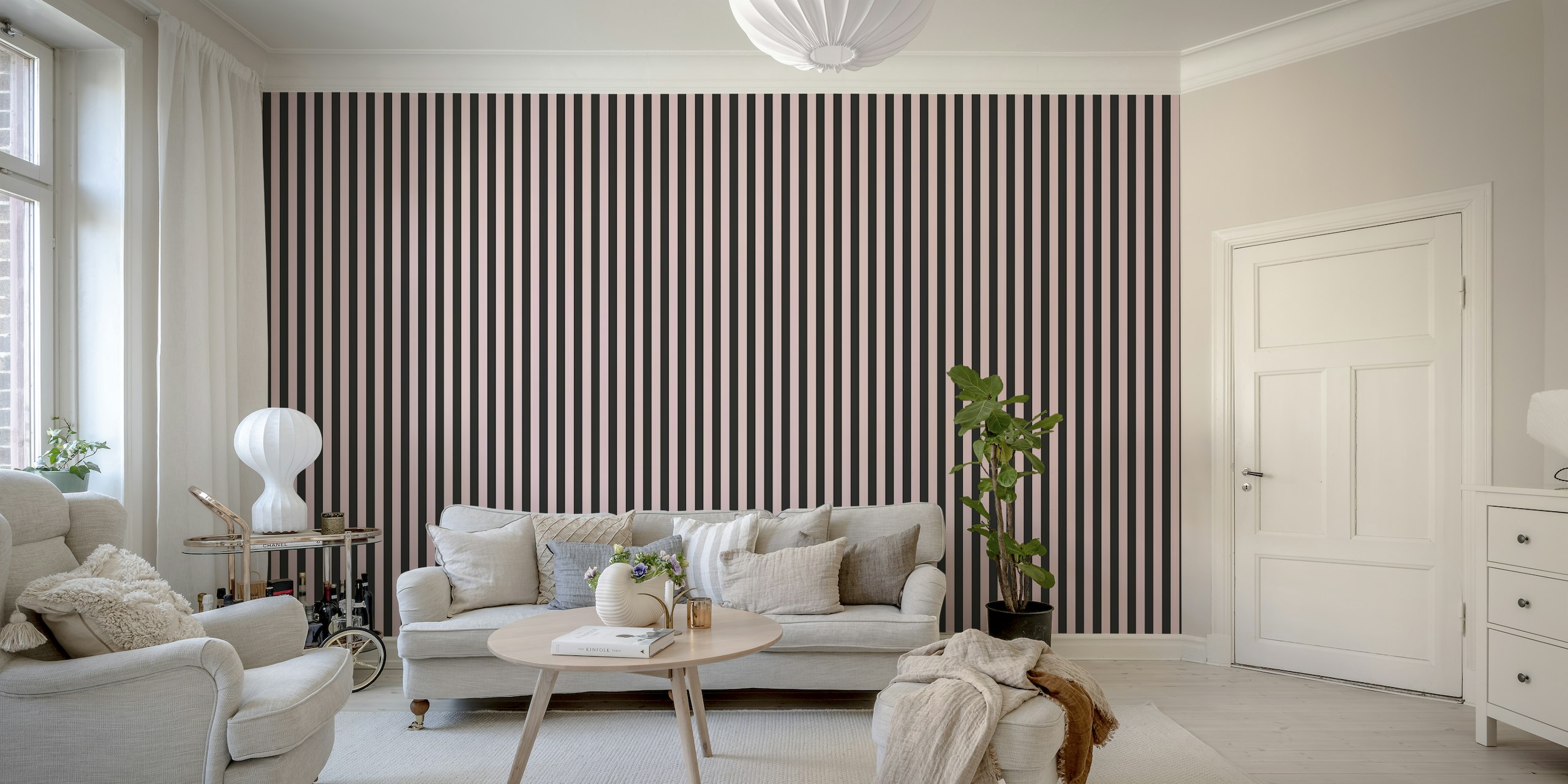 Pink and Black Stripes wallpaper 4 behang