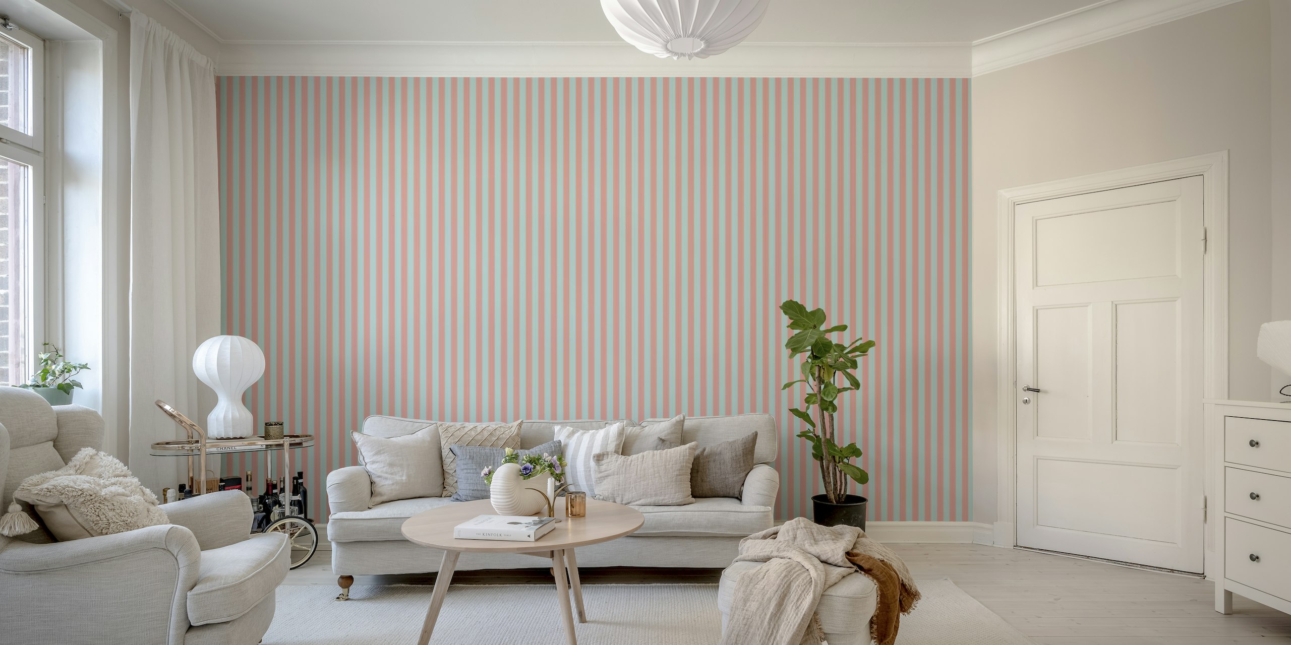 Modern Simple Pop Stripes - Pink / Blue papel de parede