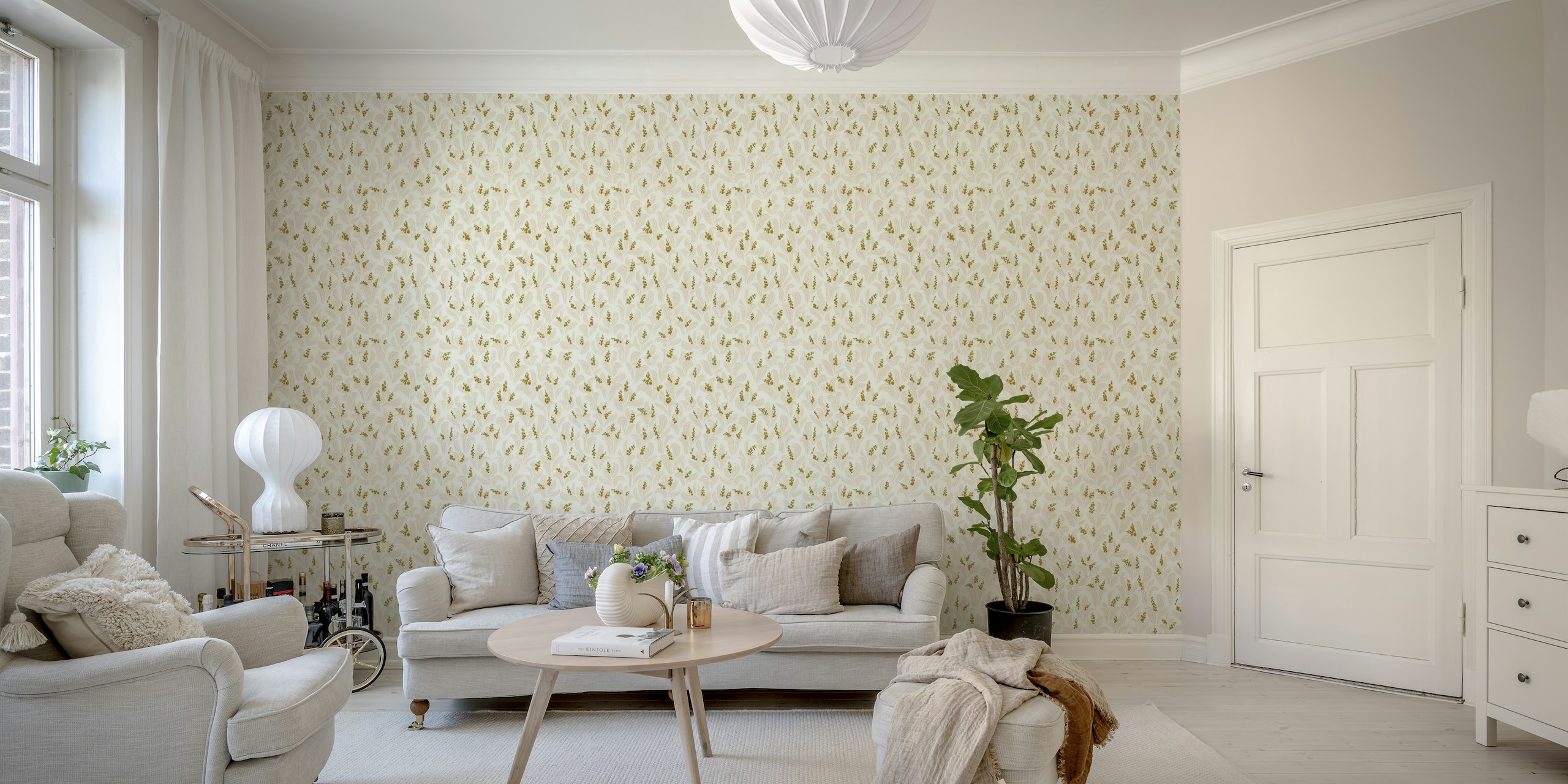 Natural flow lily of the valley mustard light papel de parede