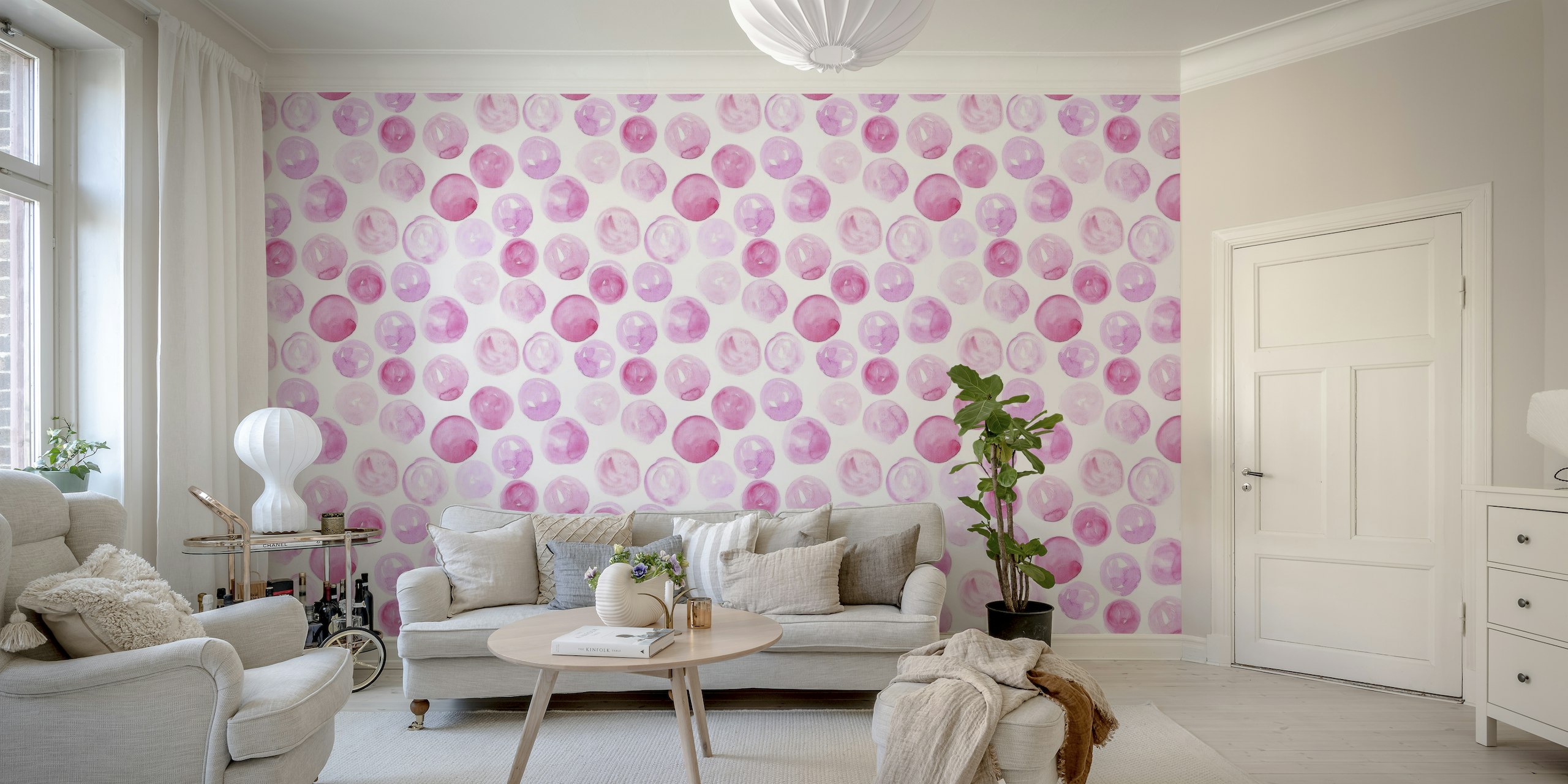 Watercolors Dots - Pale Pink papel de parede