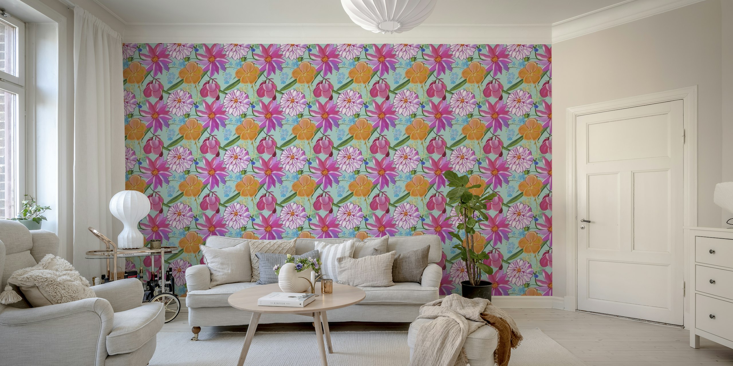 Hand drawn painting flowers wallpaper