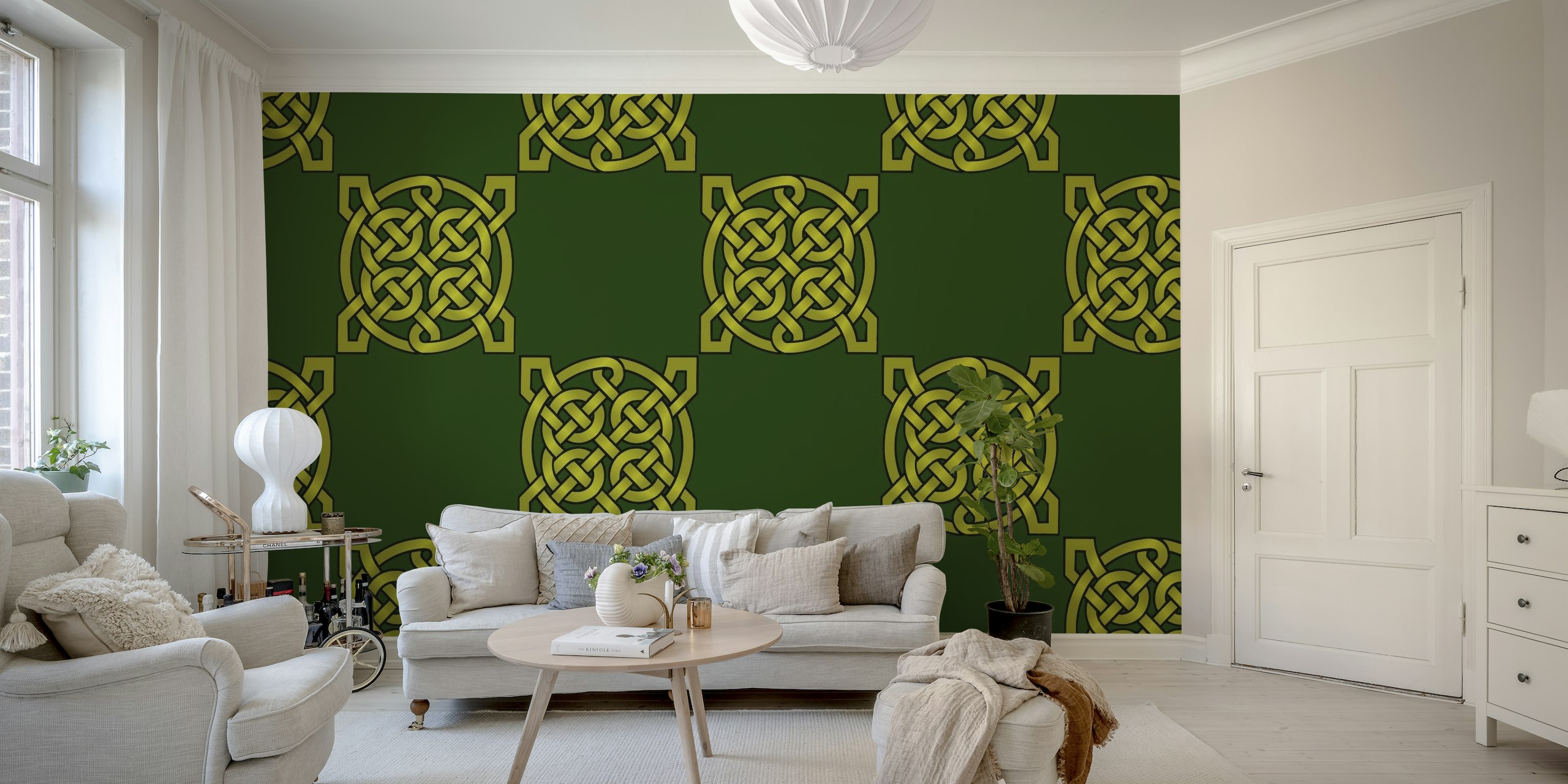 Gold and Green Celtic Knot Pattern 3 wallpaper