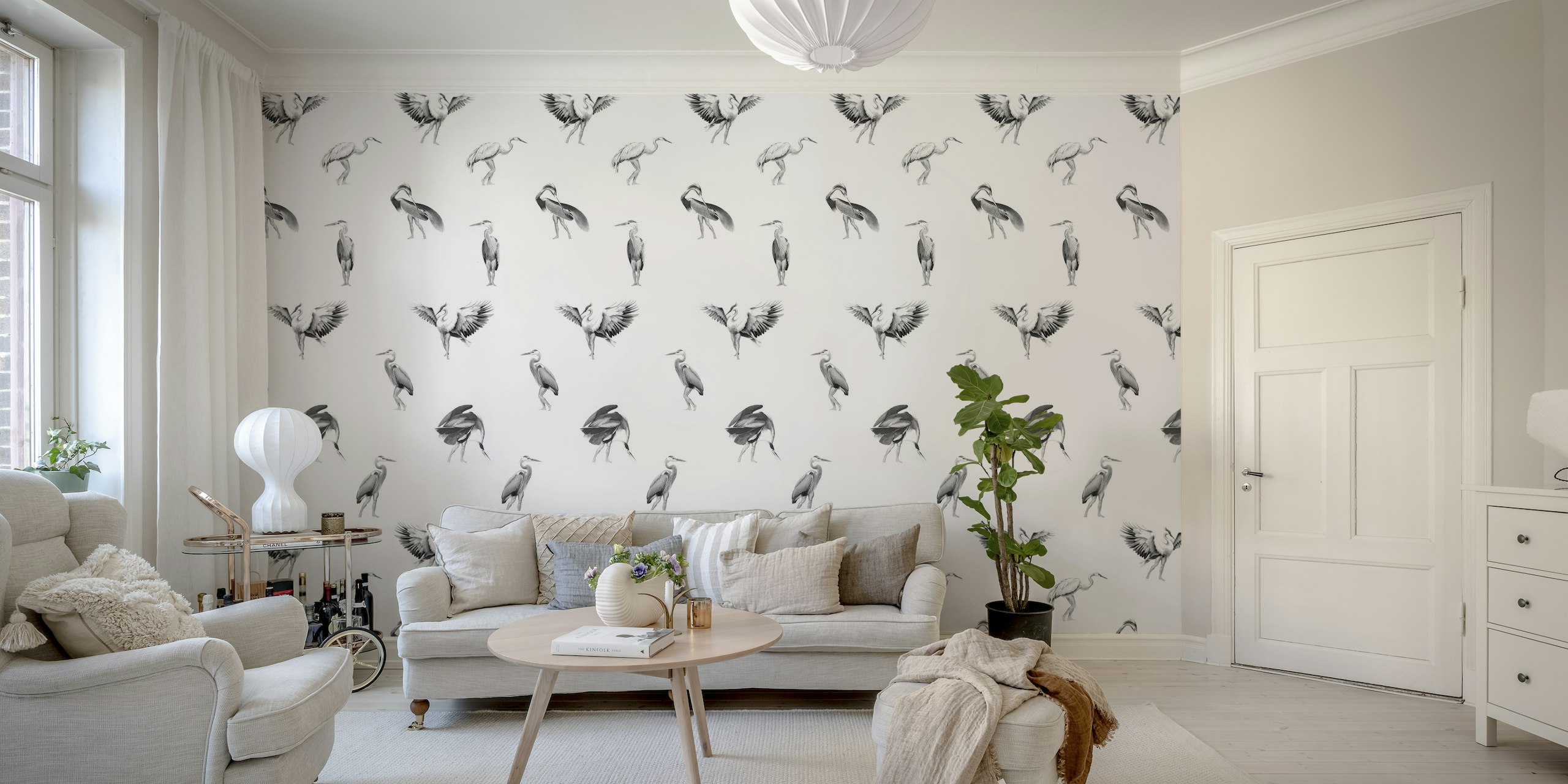 Crane Bird-boys grey papel de parede