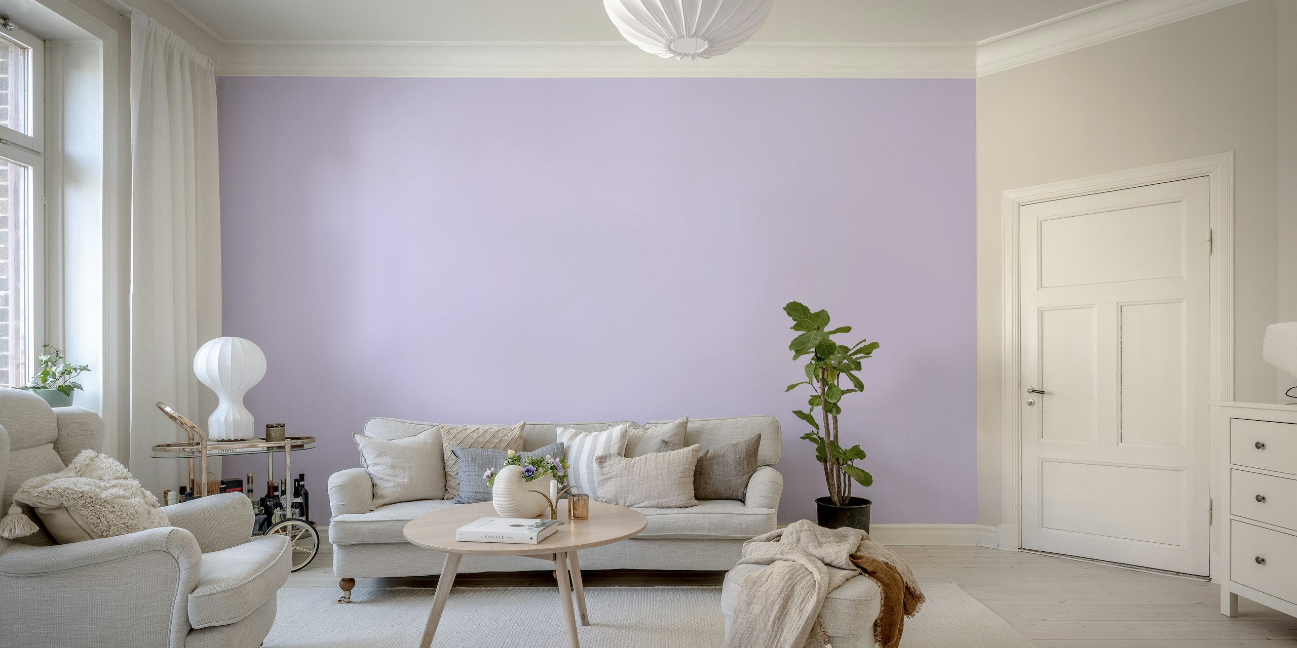 Lilac Solid Color Wallpaper behang