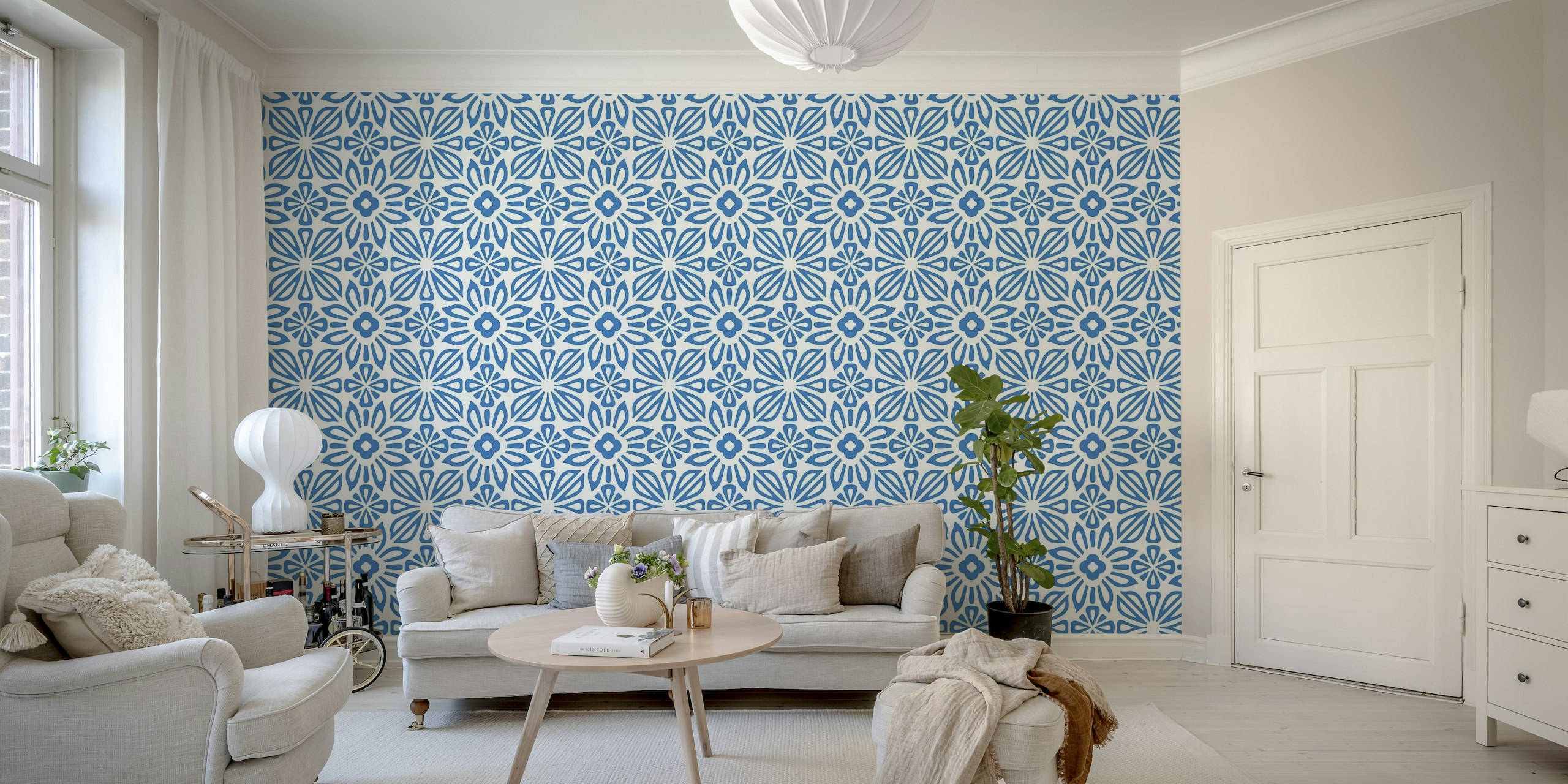Blue floral mandala tiles / 3100A papiers peint