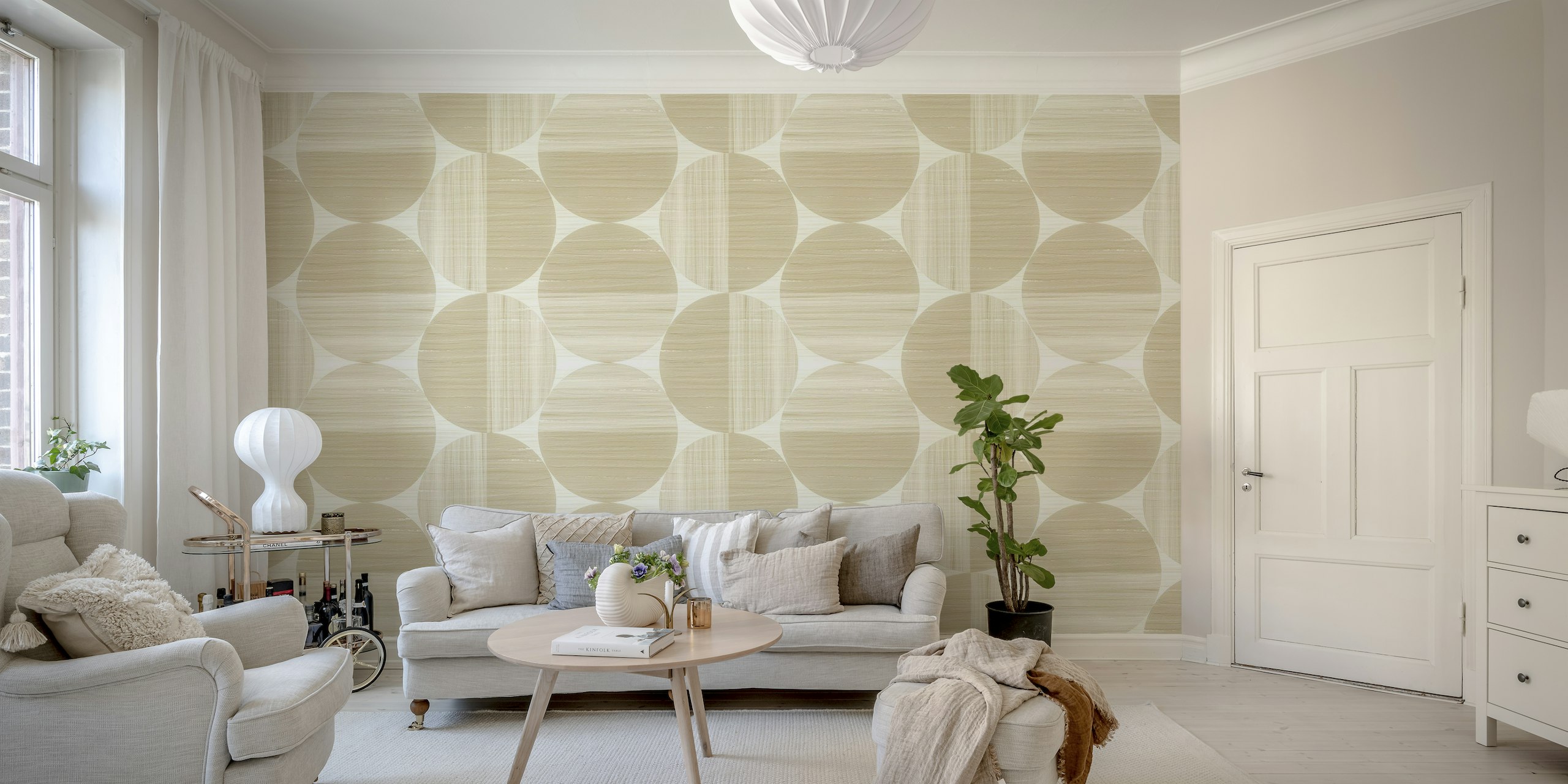 Paint Texture Circle Shapes in Sand Beige wallpaper