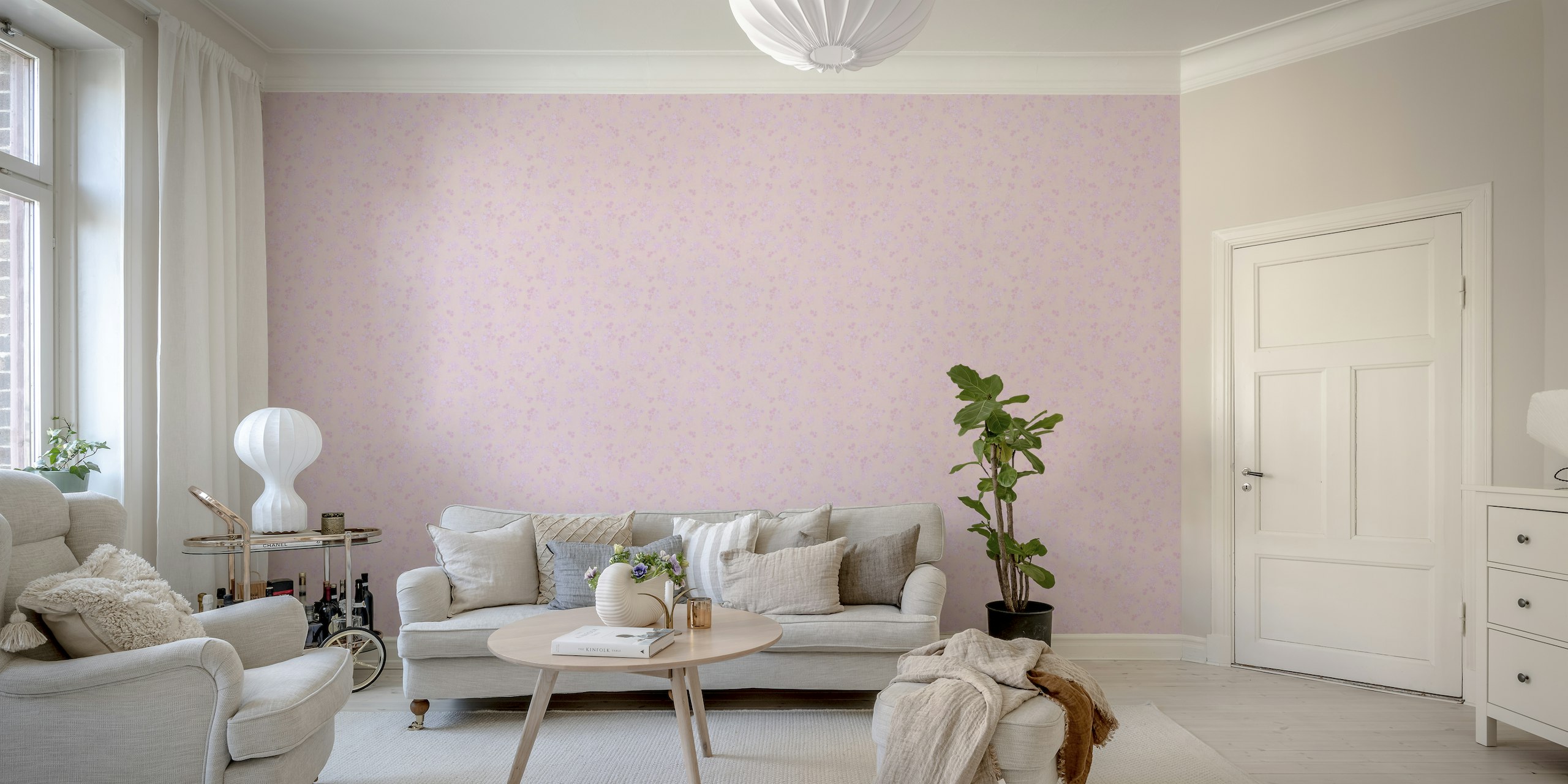 Pink ditsy pattern with pink pattern wallpaper