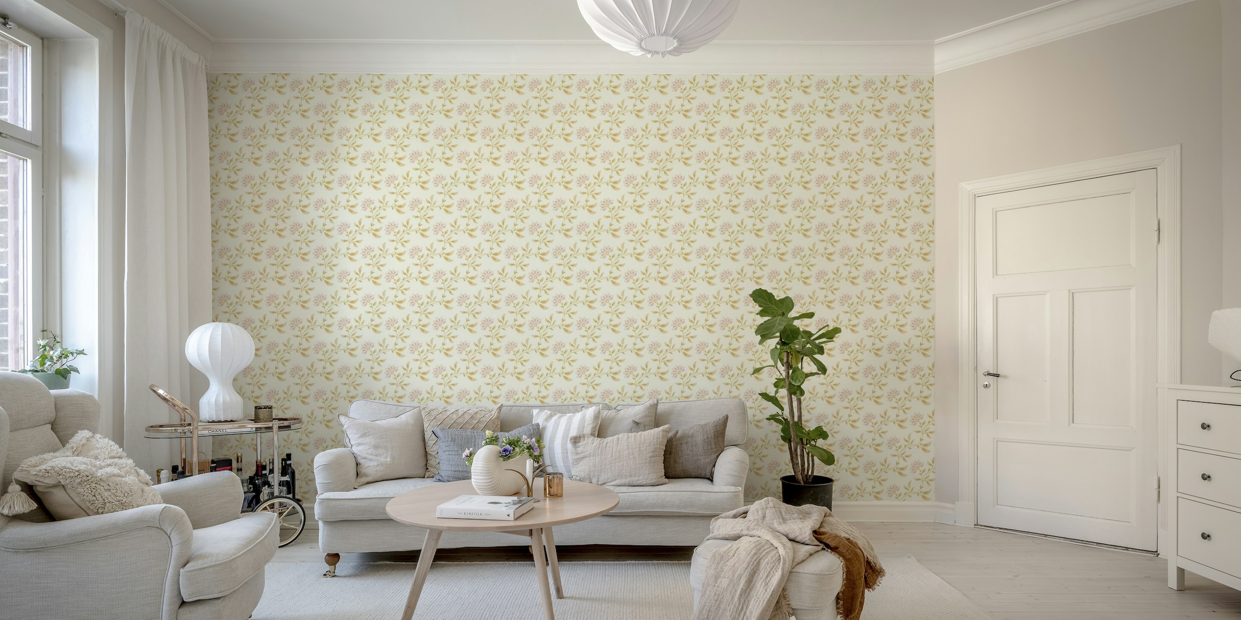 Trailing Floral, white, S wallpaper