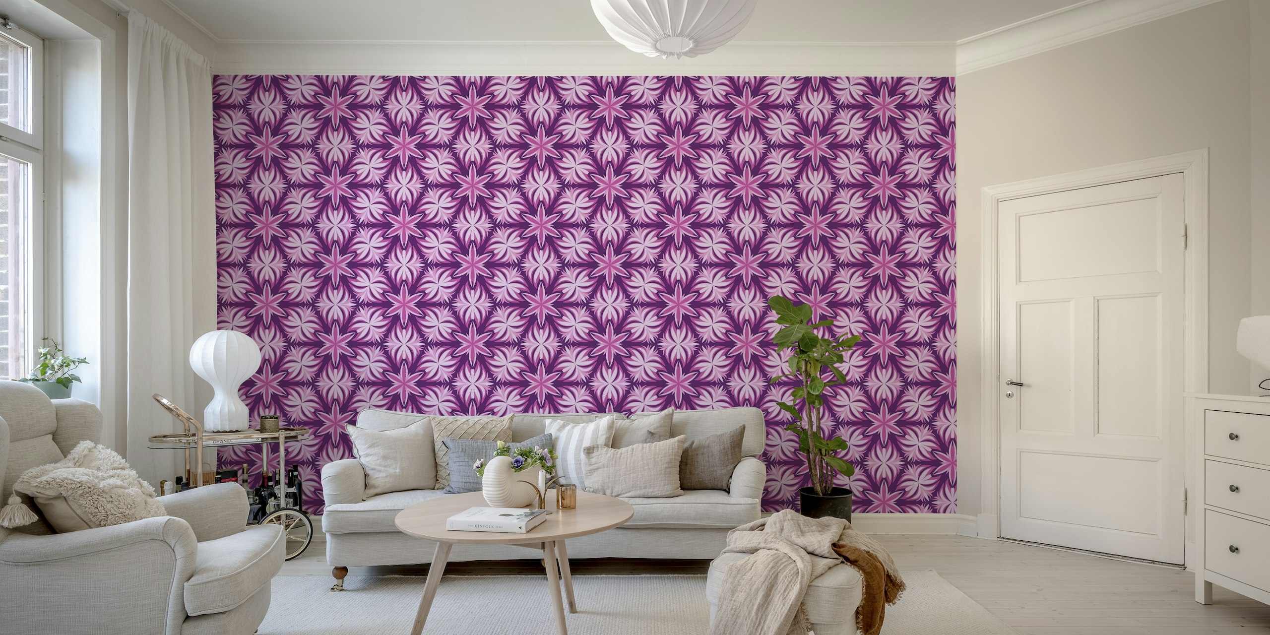 Magenta and pink kaleidoscope papel de parede