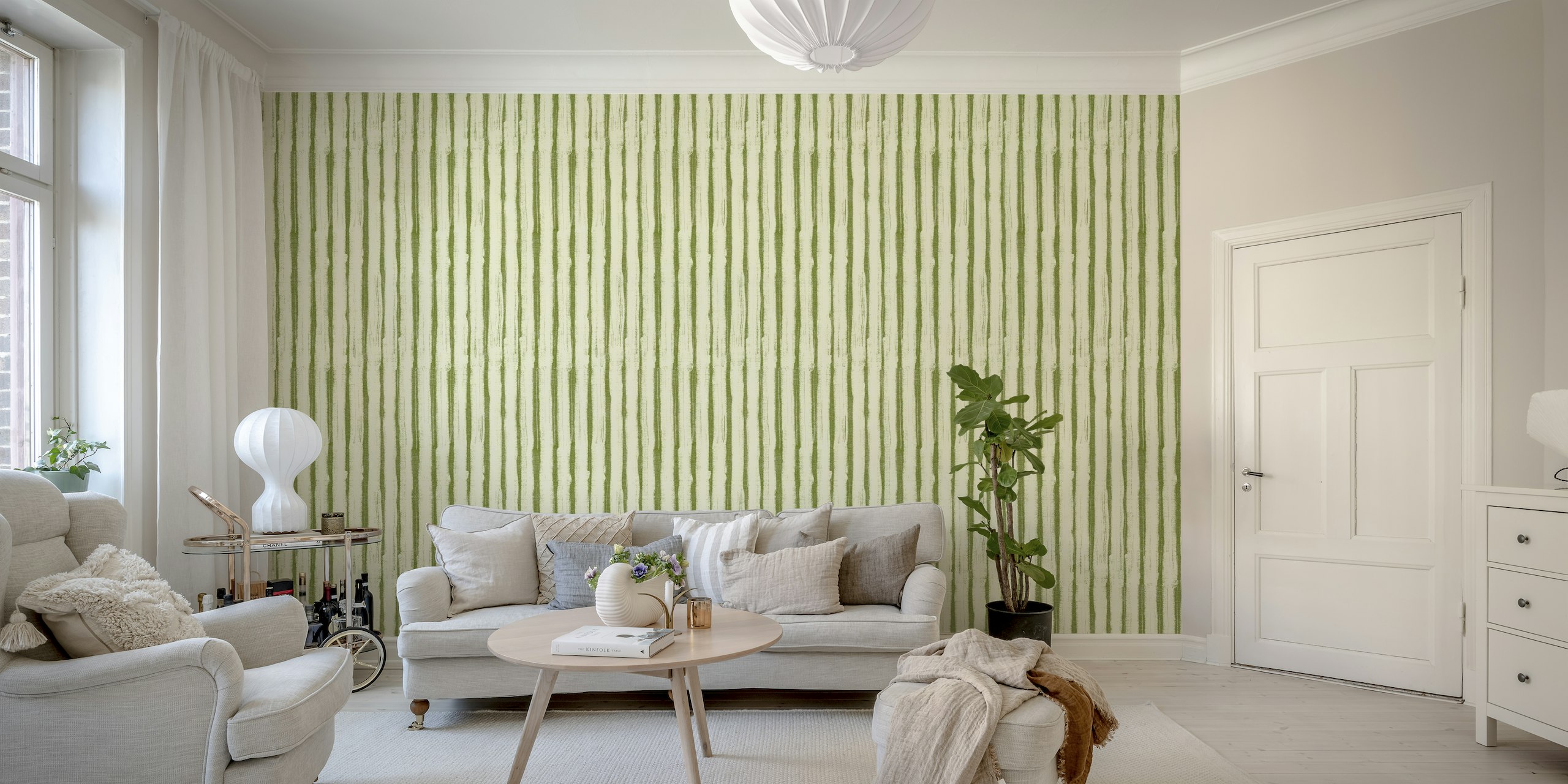 Textured Stripes Green papel de parede