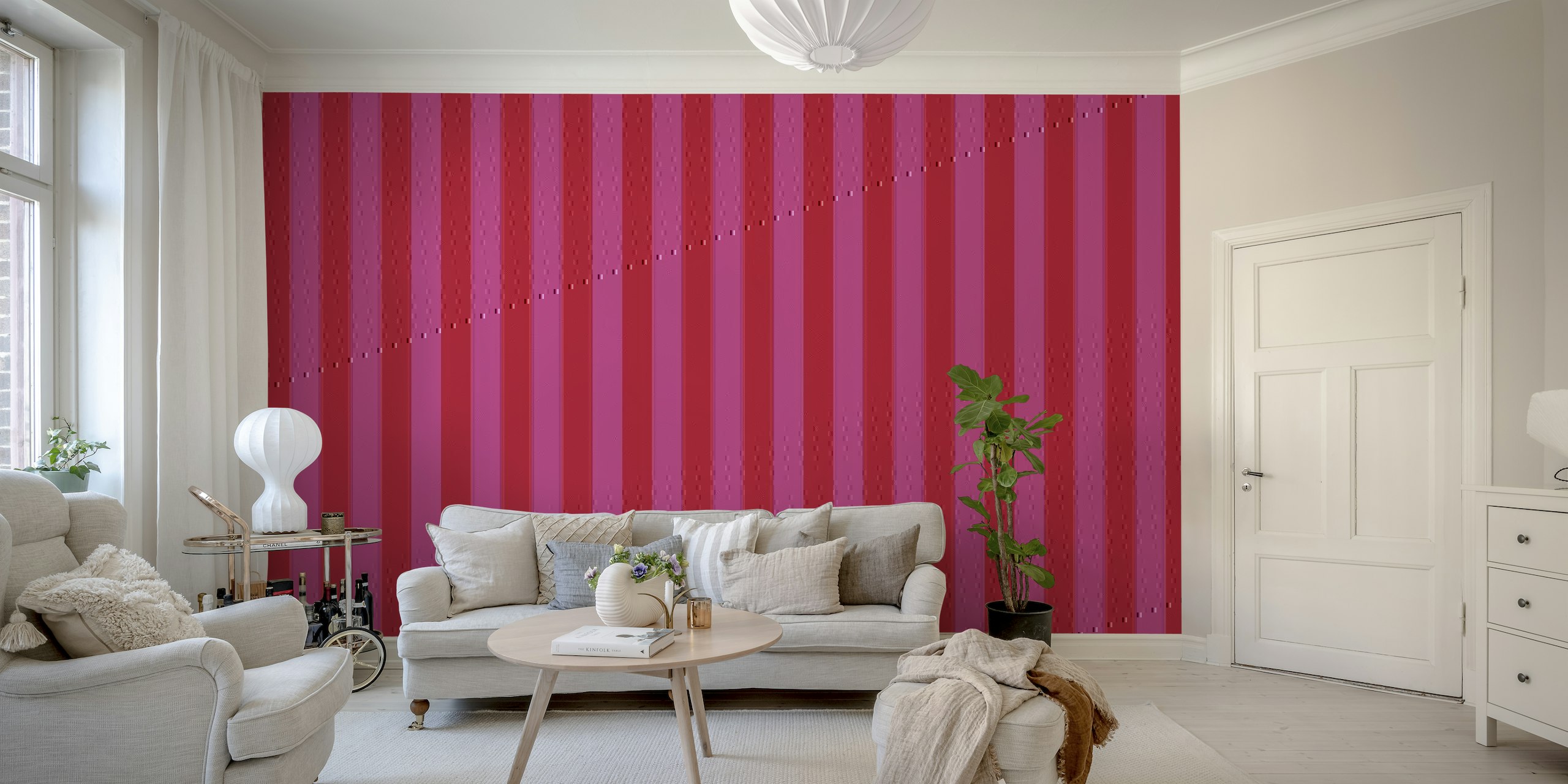 Pink and Red Stripe papel de parede