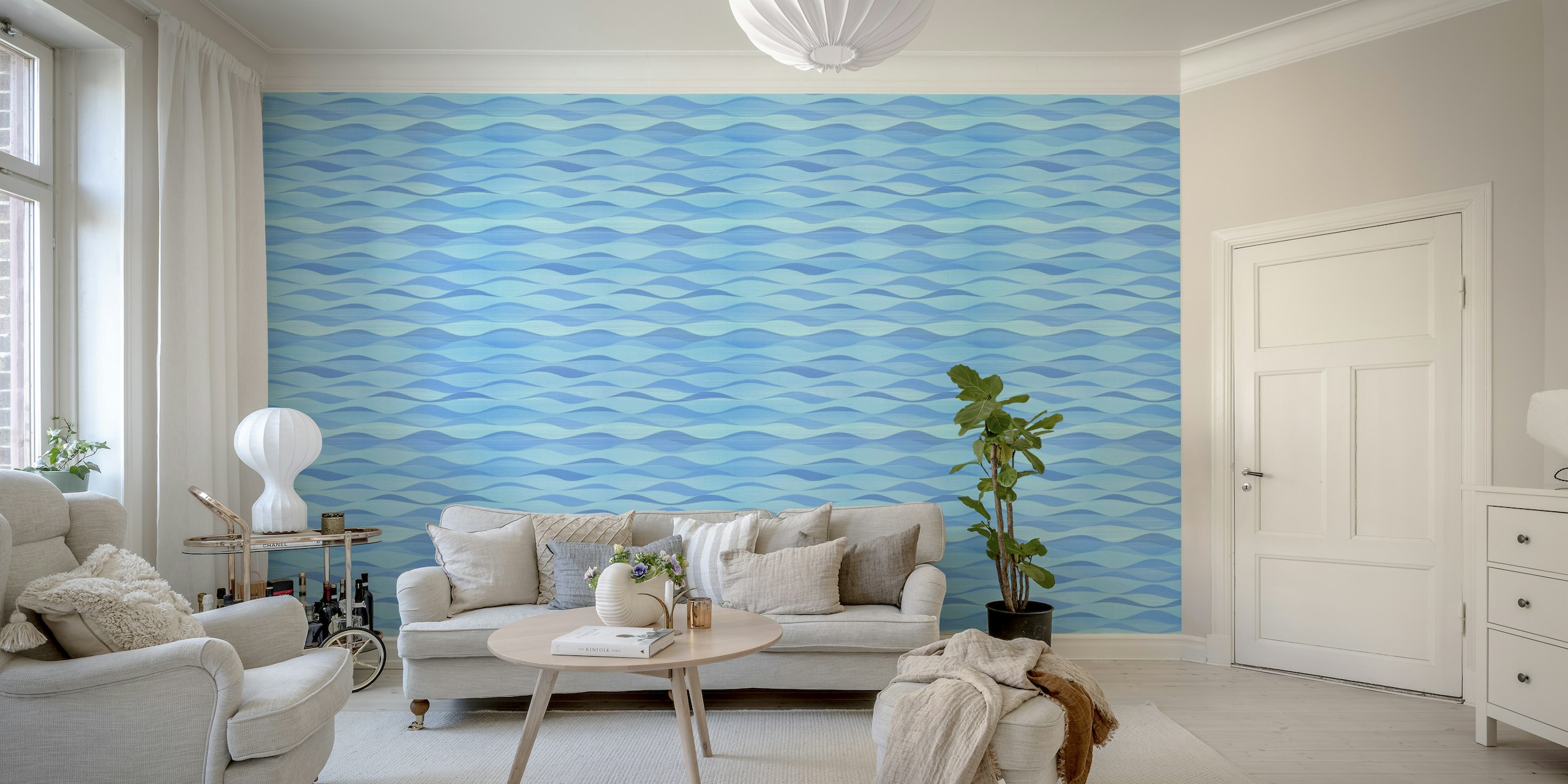 Blue Aqua Waves papel de parede