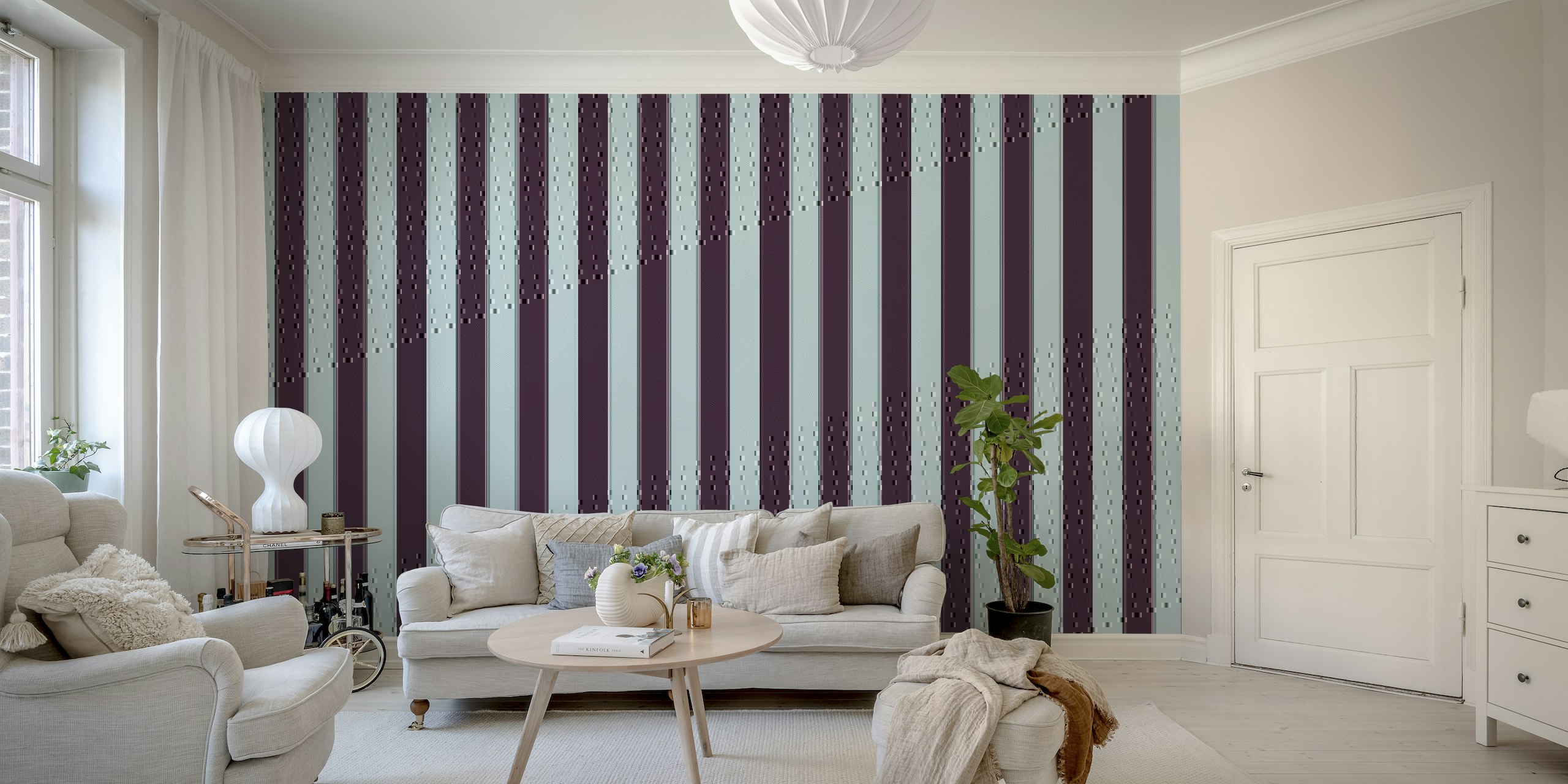 Bold vertical stripes wine red galactic blue ταπετσαρία