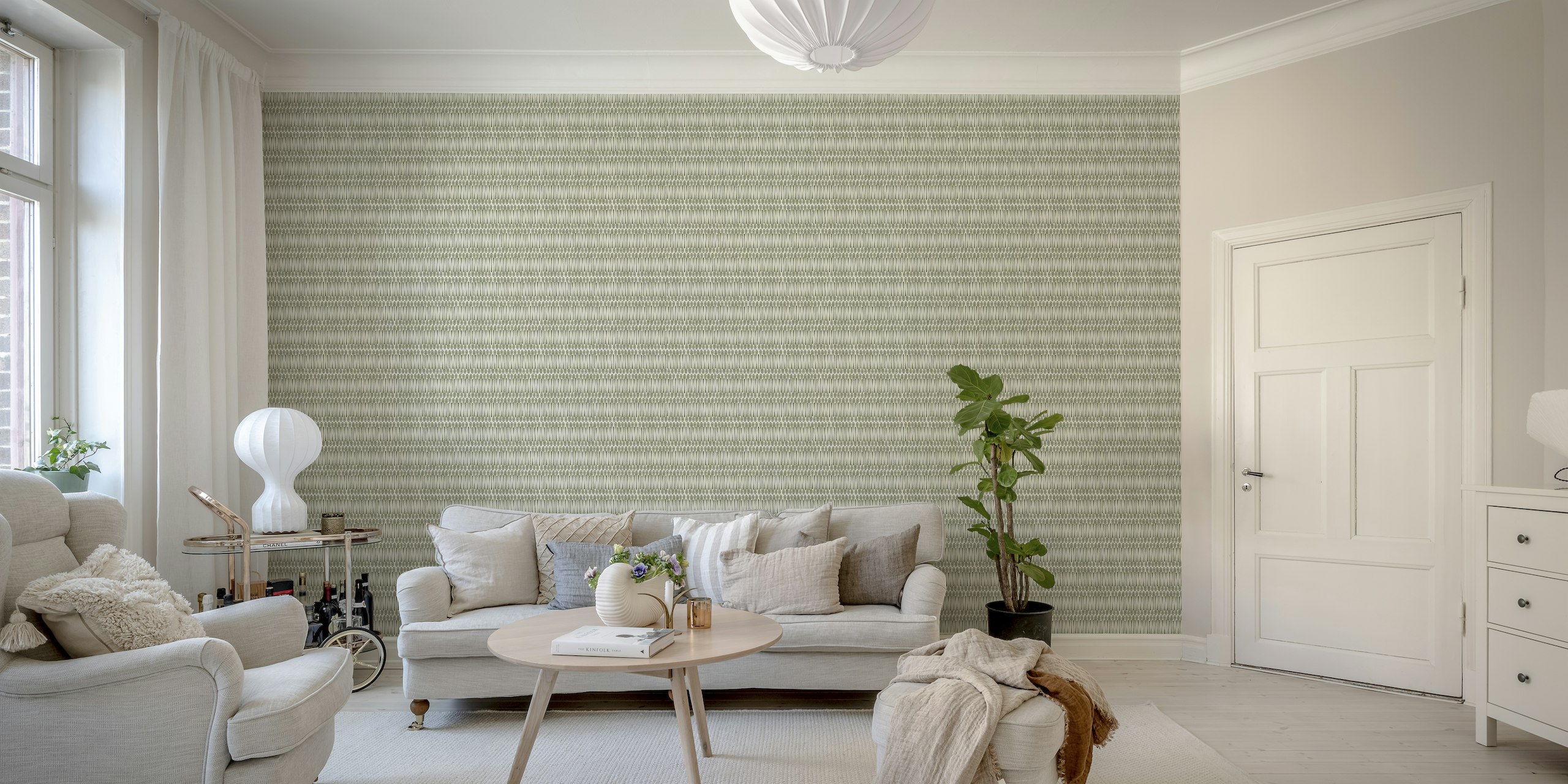 Honey Dippers Graphic Stripe in loden green wallpaper