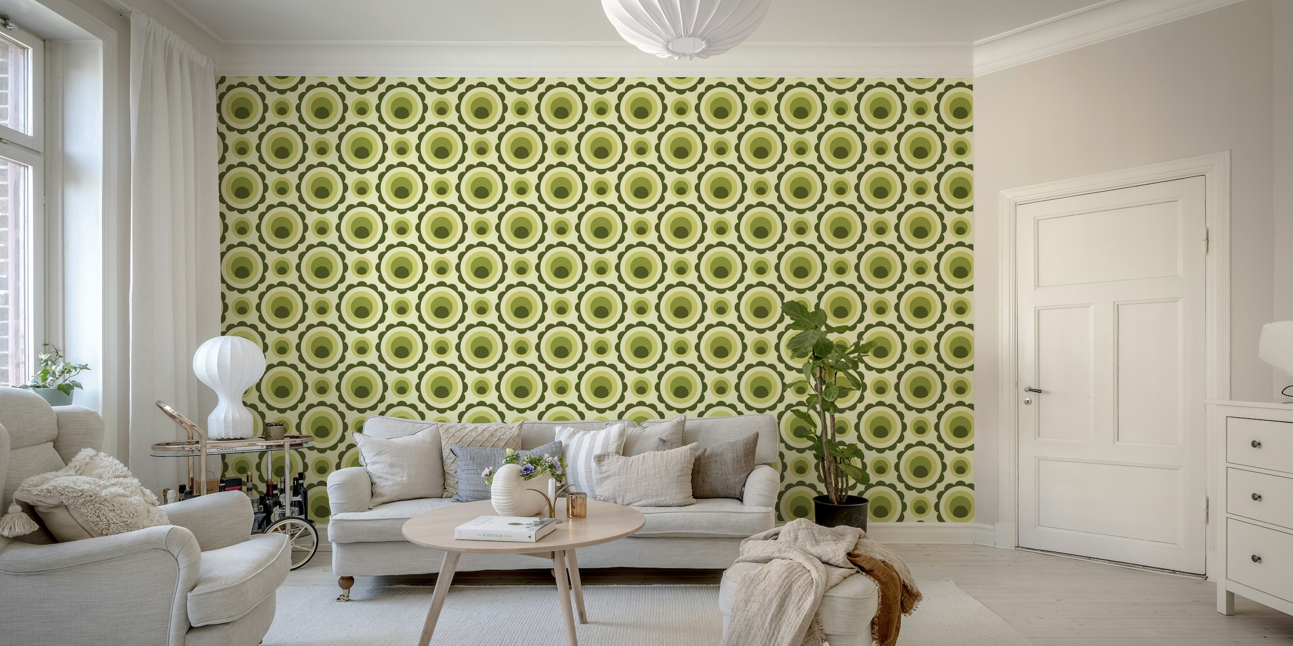 Abstract green circles retro pattern (2267) tapete