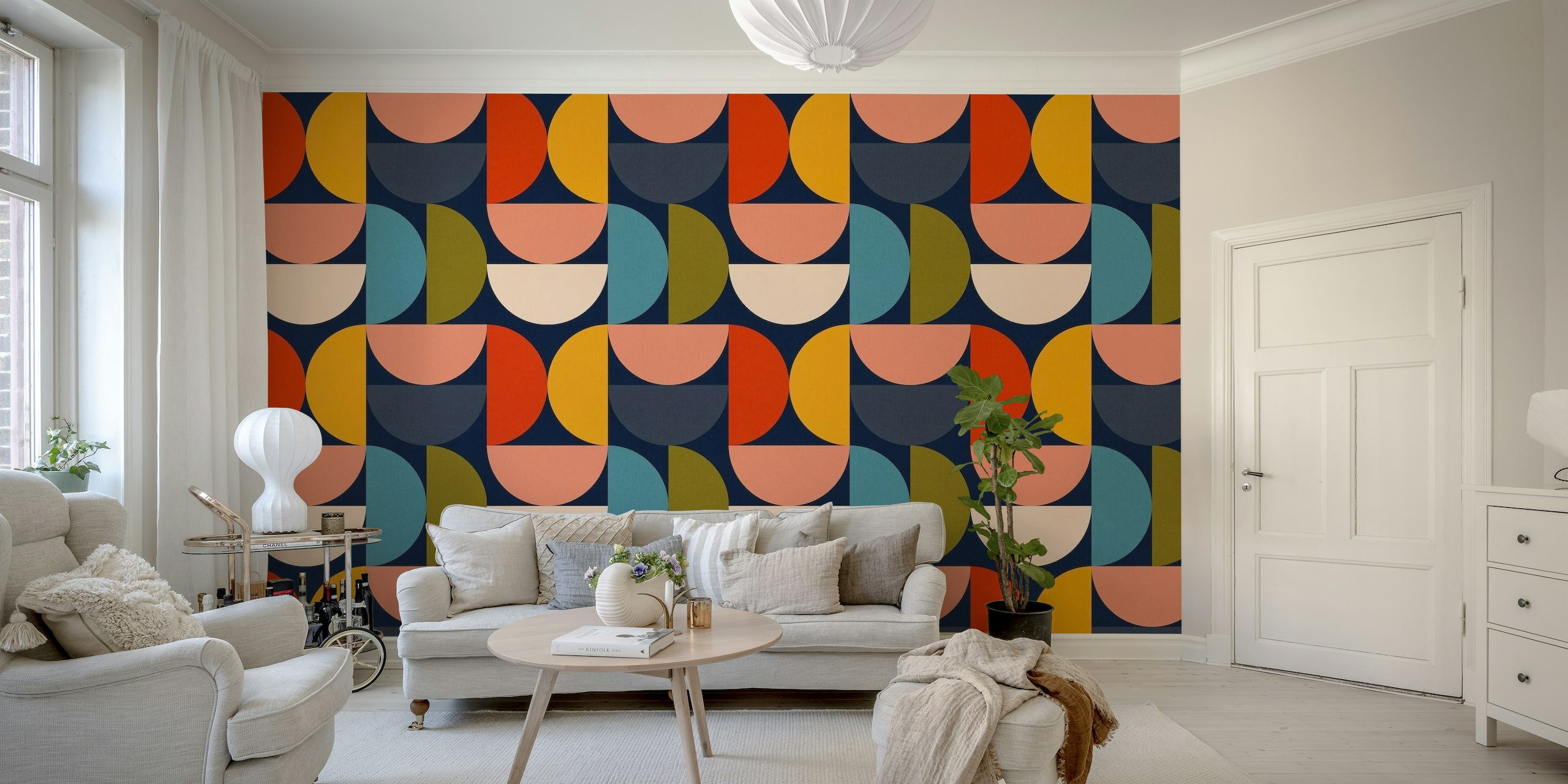 Bauhaus geometric mid century wallpaper