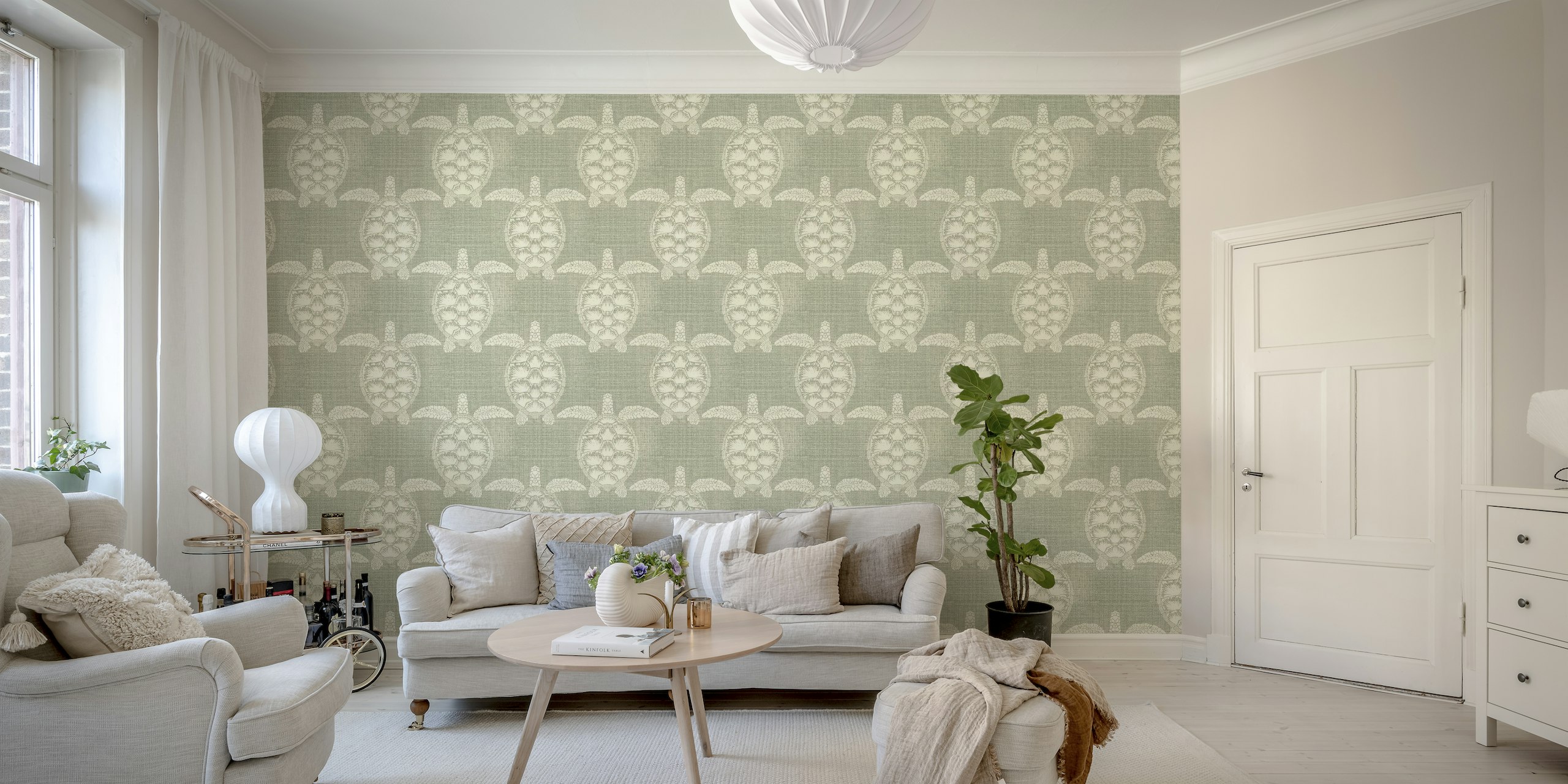 Sea Turtle wall mural pattern with calming hues