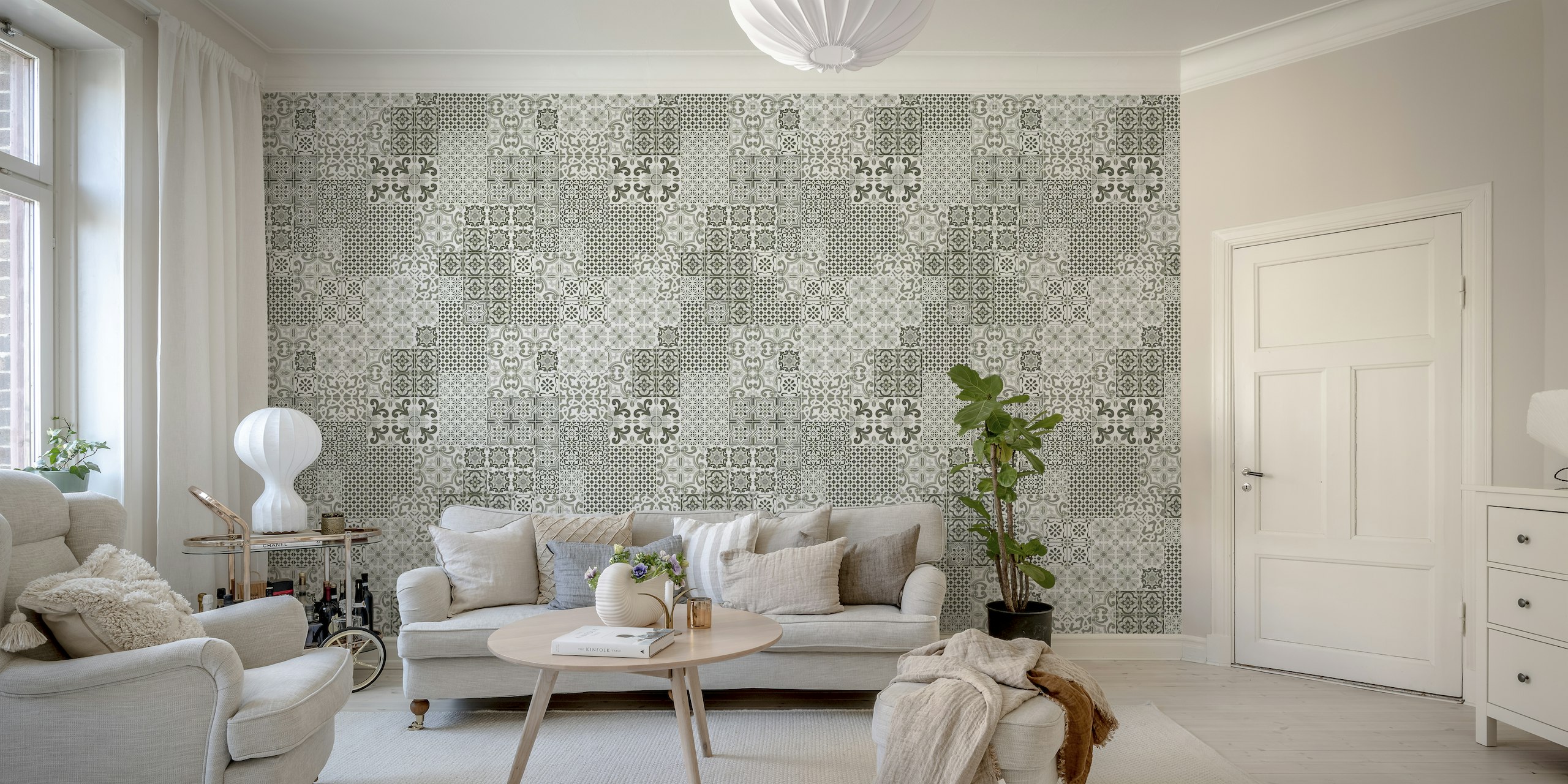 Neutral tones tiles wallpaper