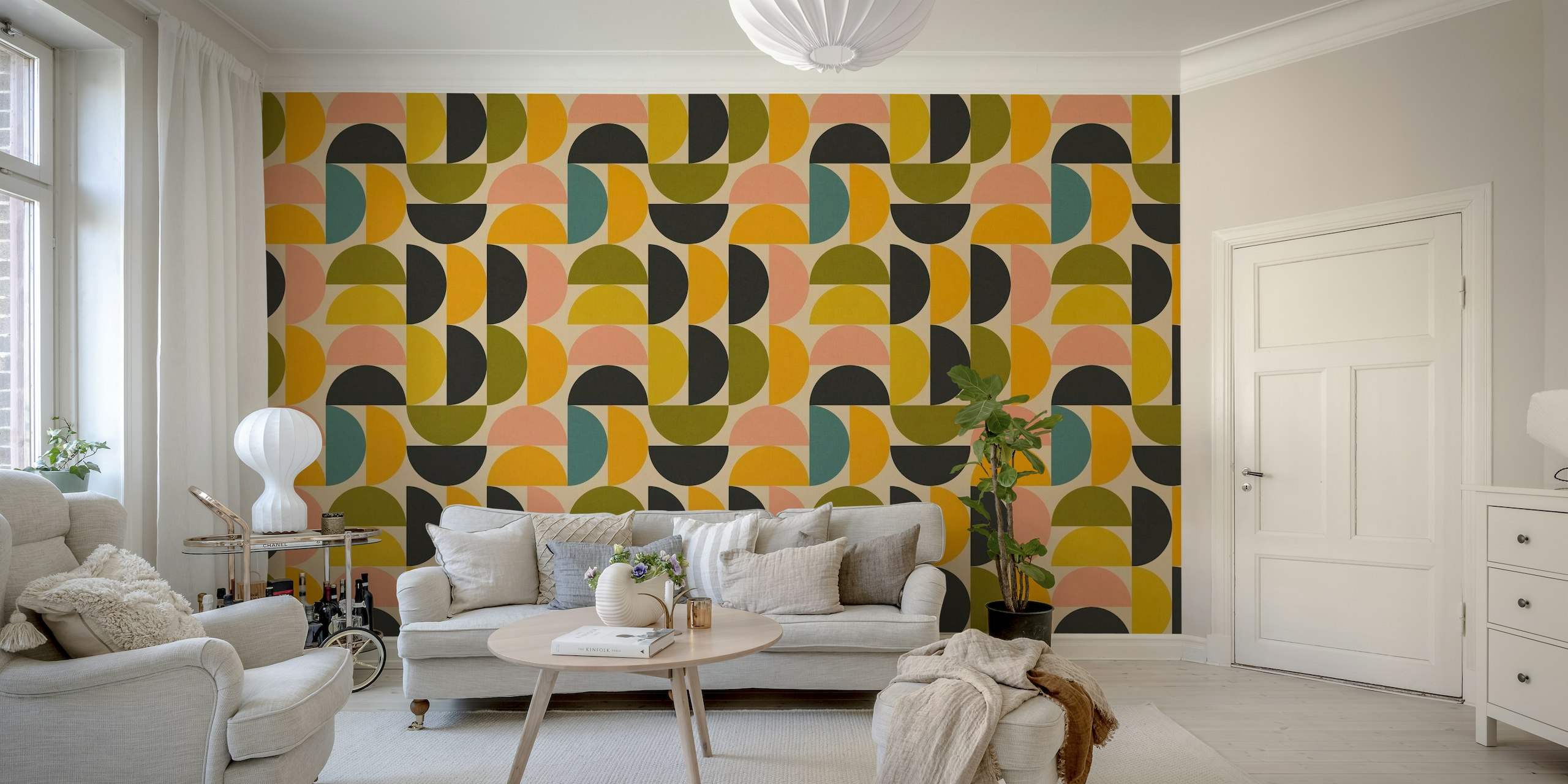 Mid century modern geometric color wallpaper