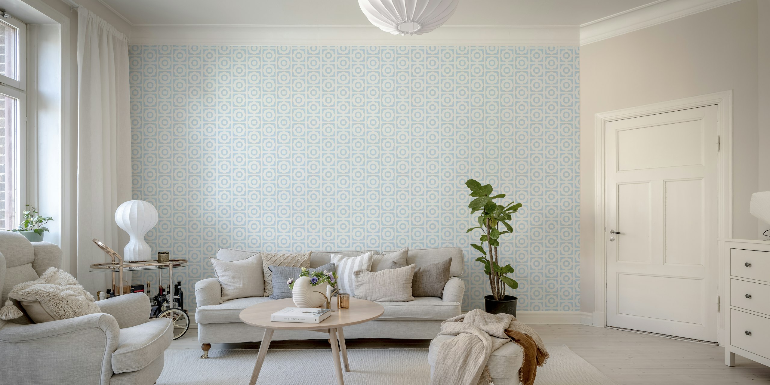 2689 B - blue floral tiles wallpaper