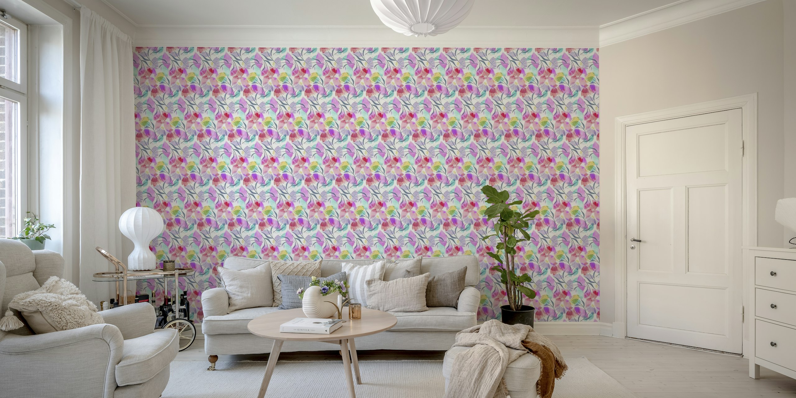 COLORFUL DAISIES LILAC AND PINK wallpaper