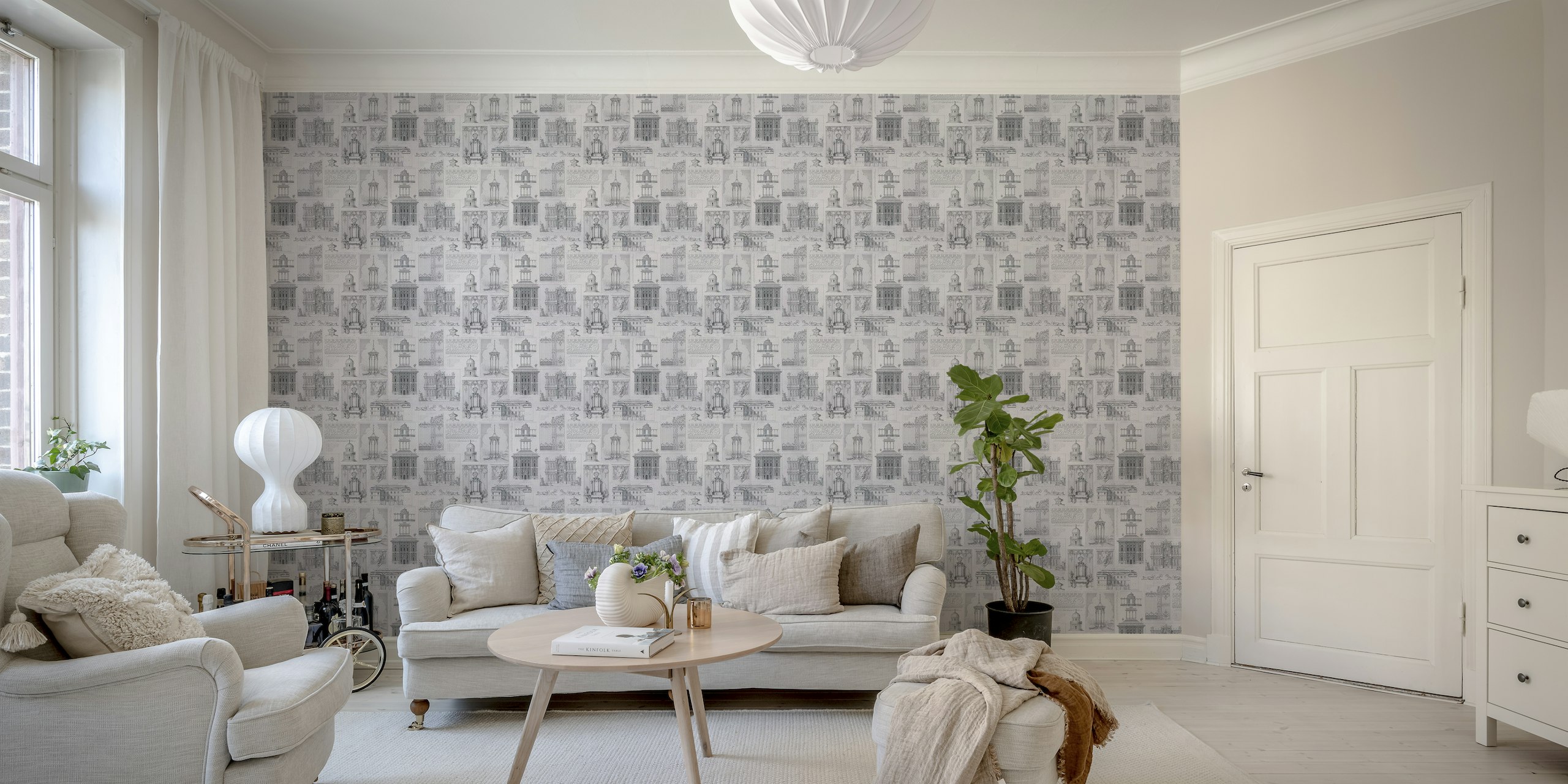 Classic Architecture Pattern Grey behang