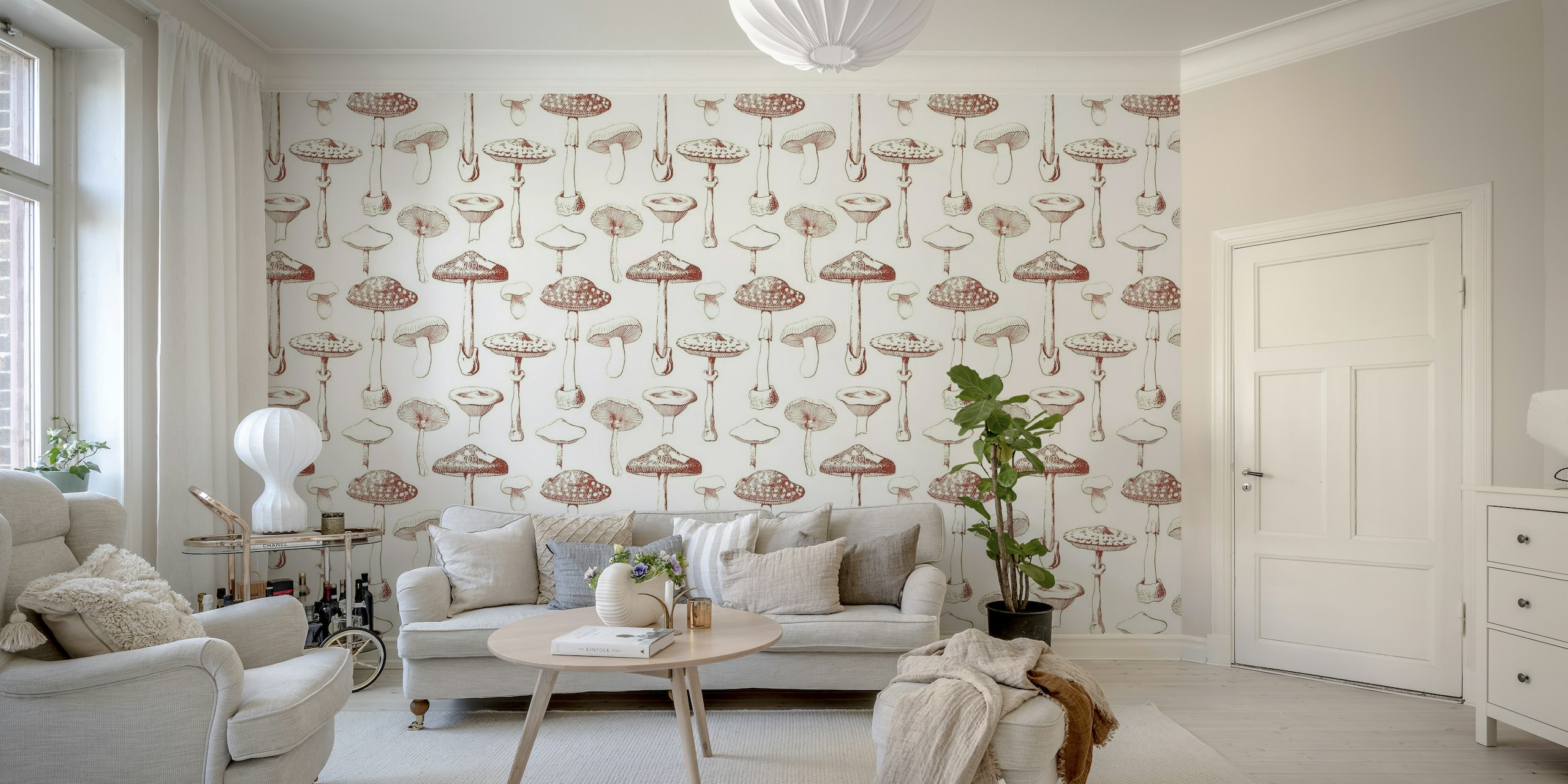 Red Mushrooms Pattern wallpaper
