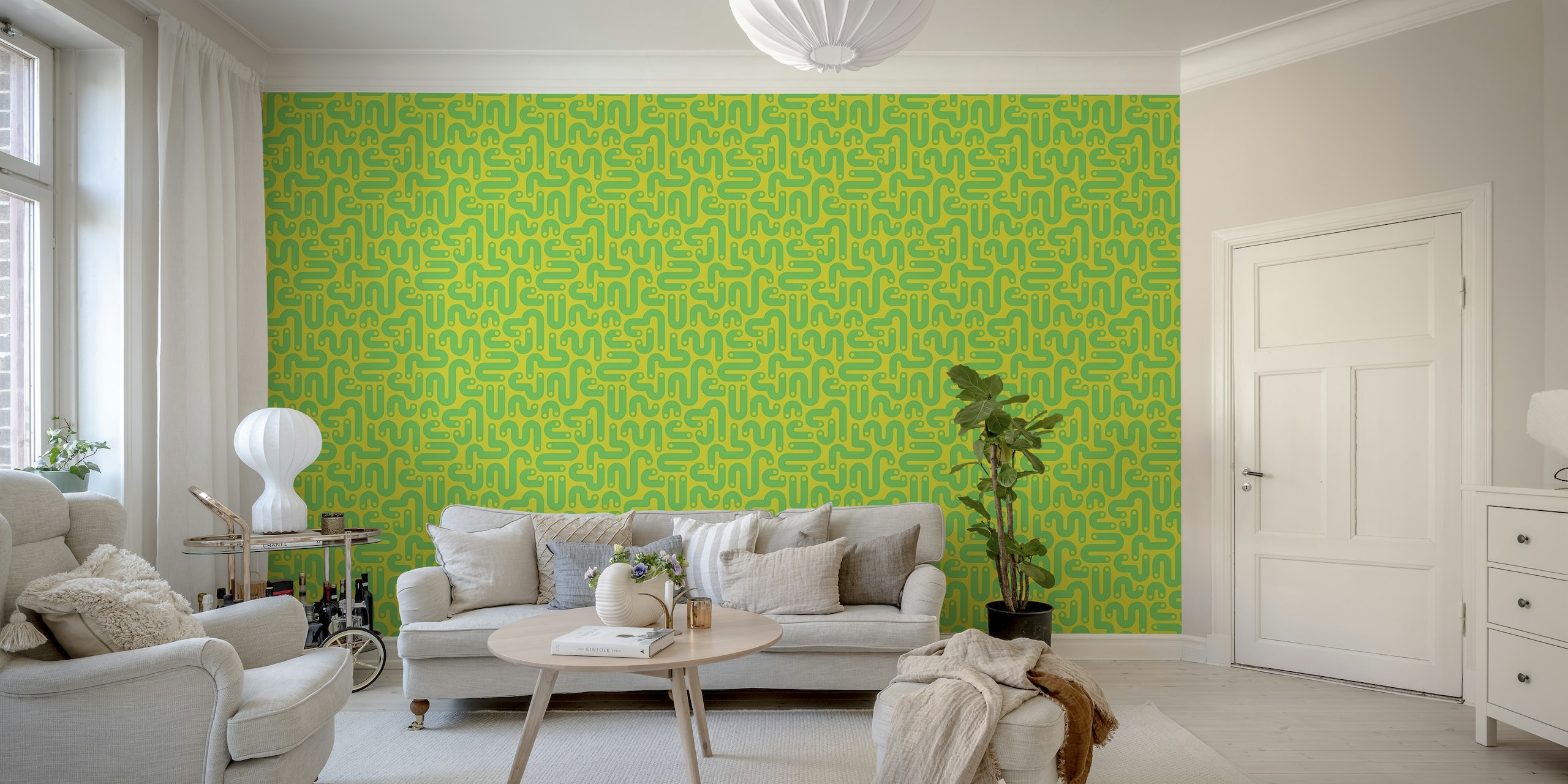 JELLY BEANS Curvy 80s Abstract - Green Citron wallpaper