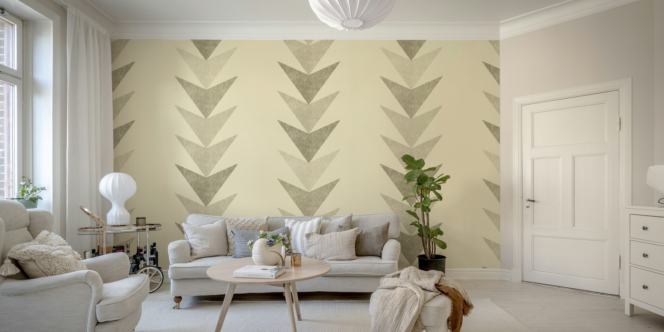 Arrows Stripes - beige wallpaper
