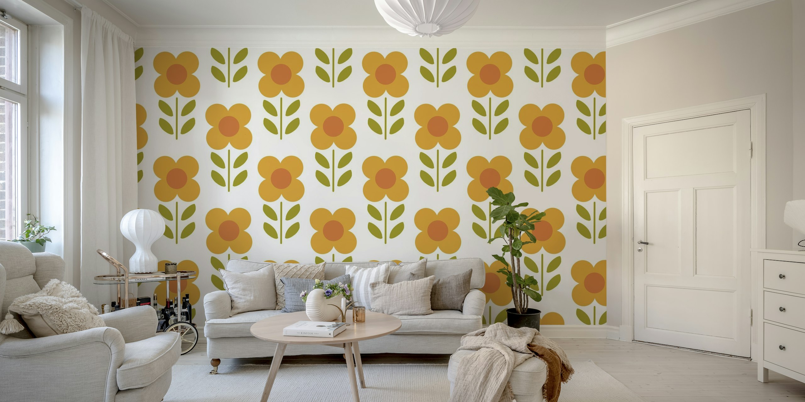 Geometric Retro Daisy wallpaper