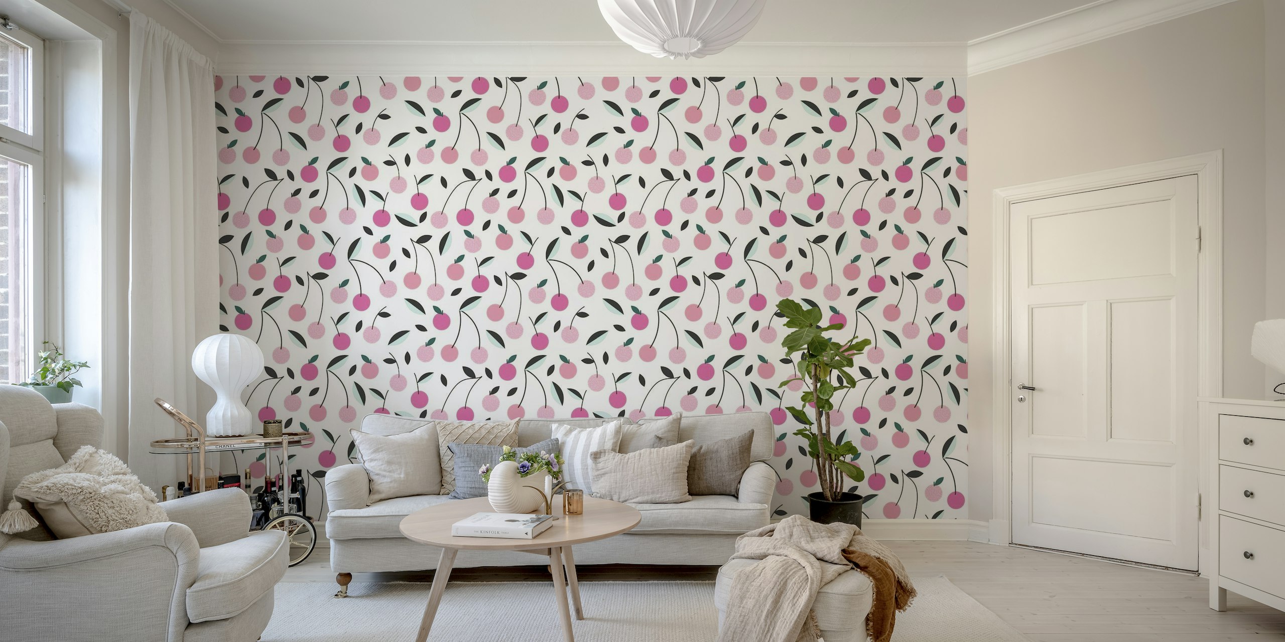 Cherries Pink Pattern papiers peint