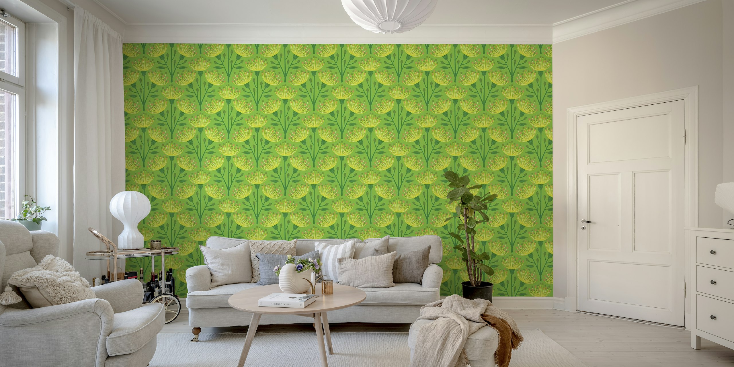 EUCALYPTUS Floral Botanical - Lime Green wallpaper