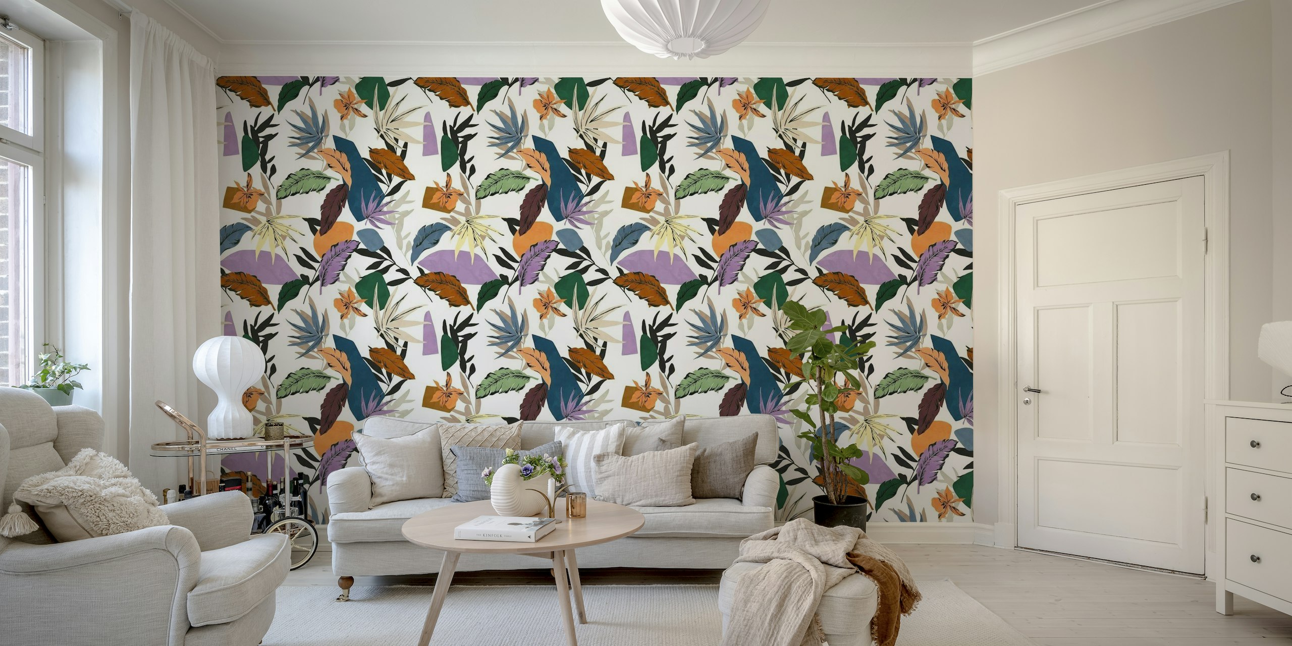 Leaf colorful modern jungle C wallpaper