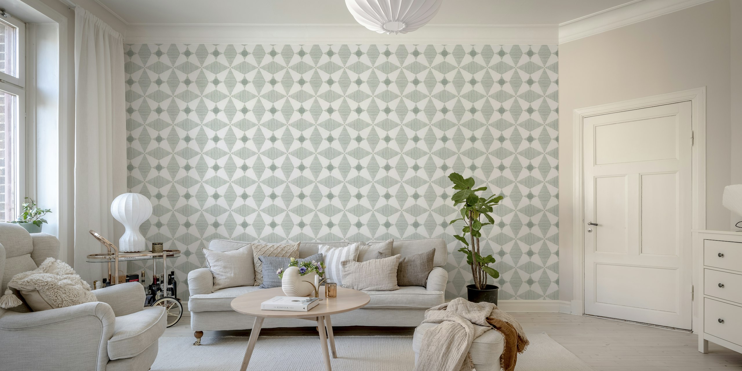 Mid Century Modern Stars, Grey Green wallpaper