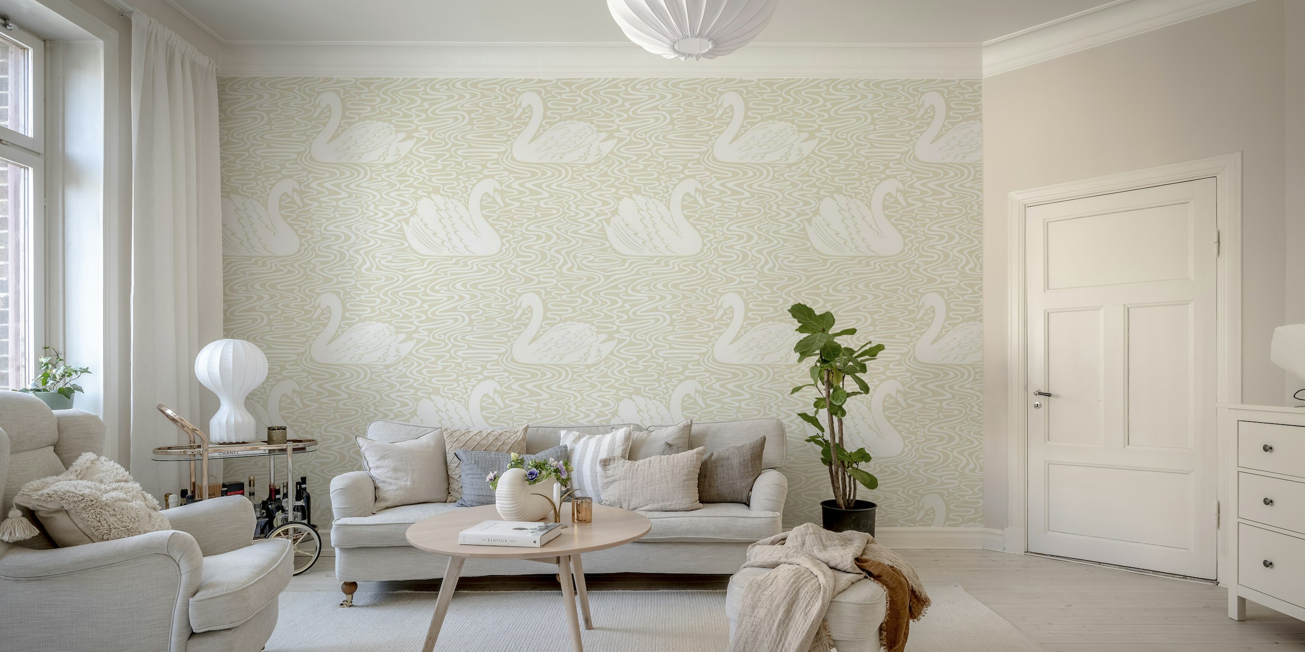 Swan Lake - light latte, Large wallpaper