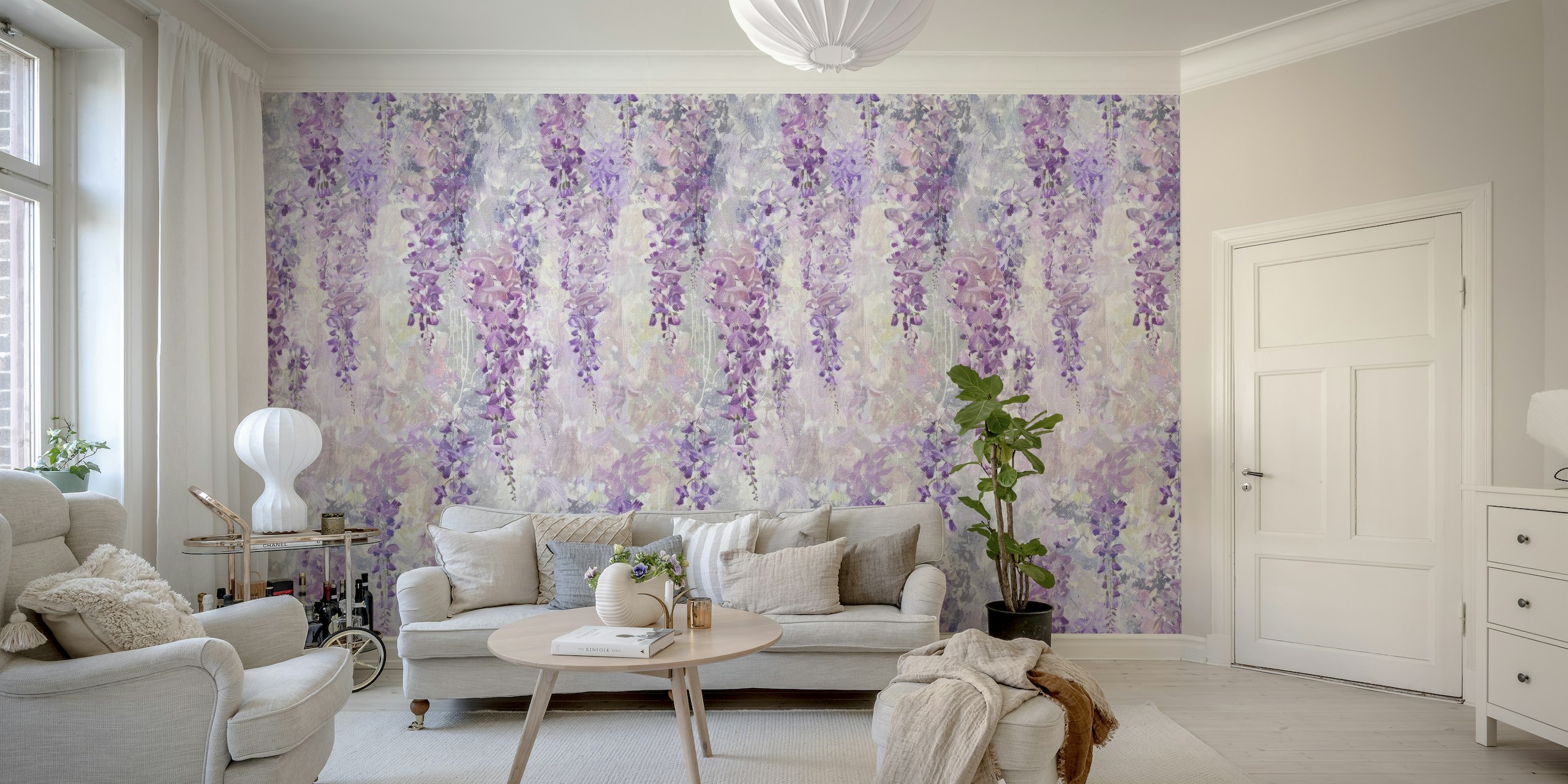 Purpurea Wisteria Flowers Painting wallpaper